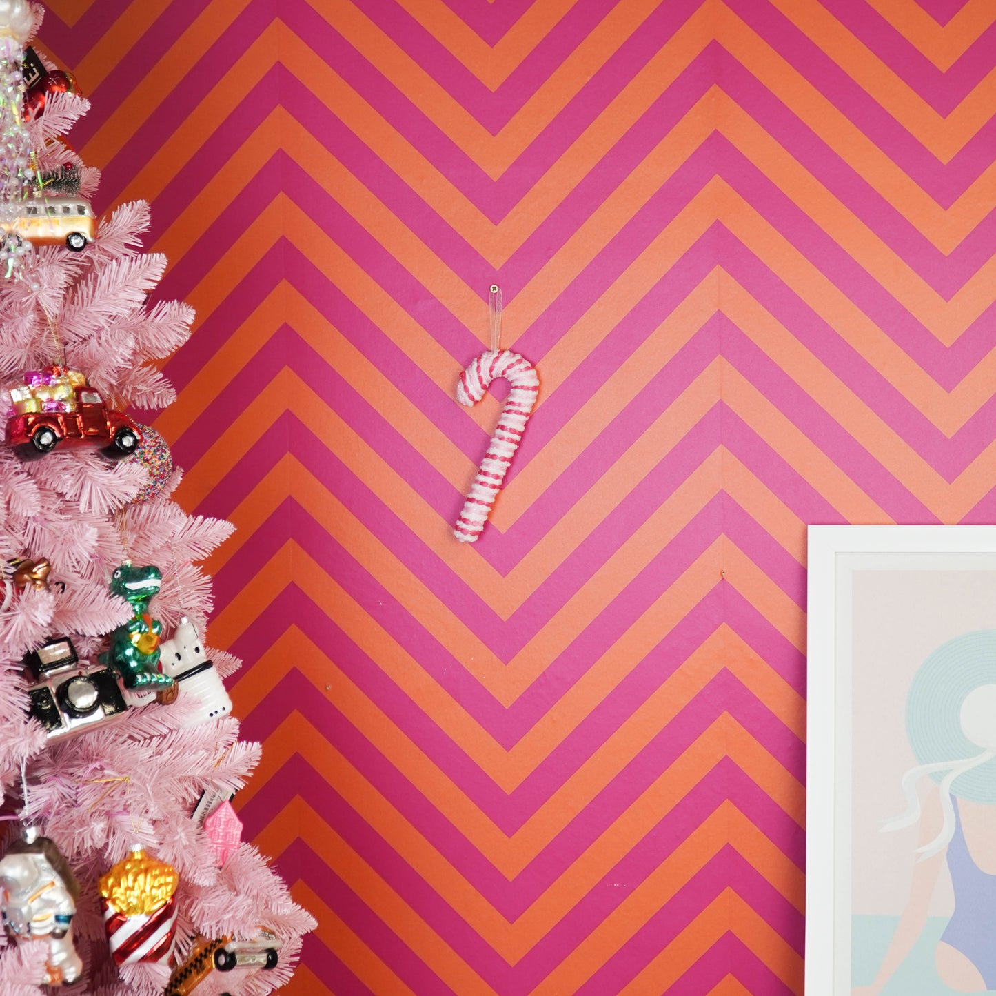 Decoration - Candy Cane - Foam - Pink - 21cm