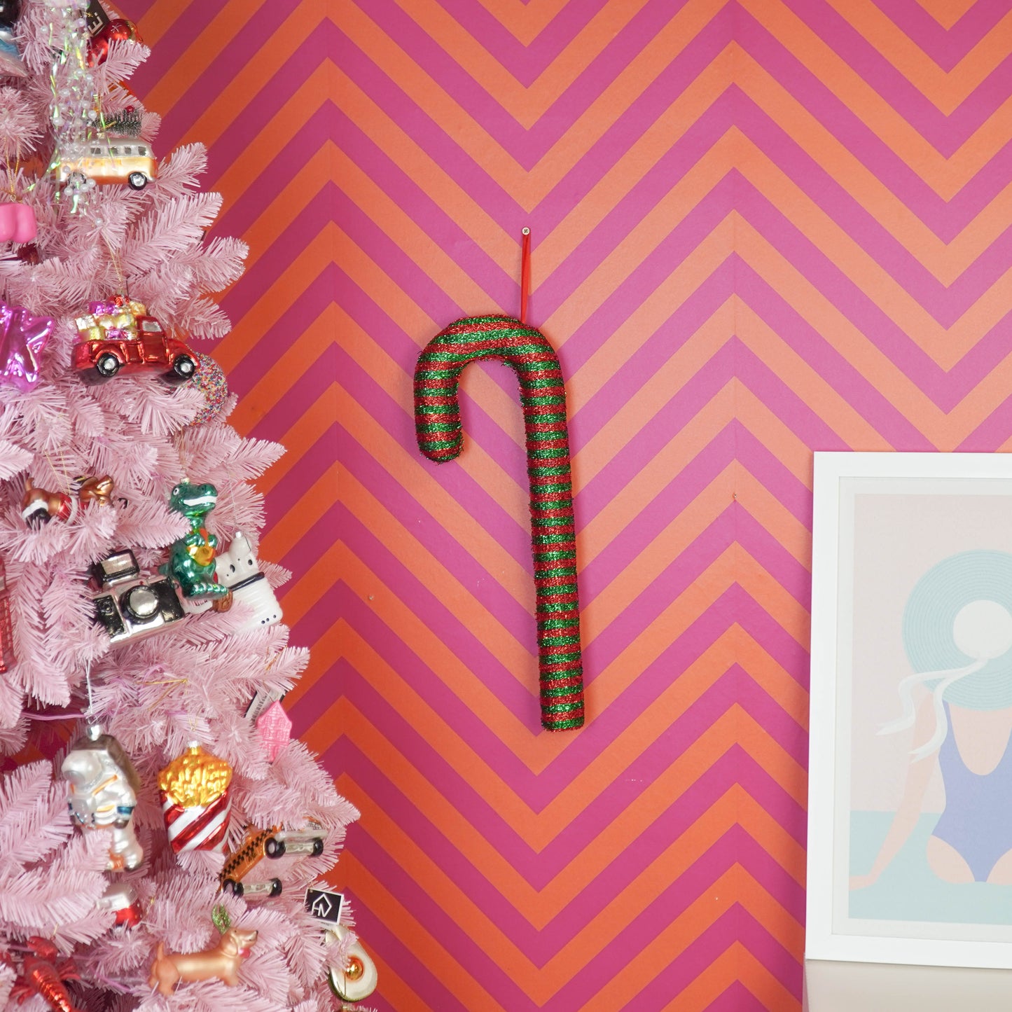 Christmas Decoration - Candy Cane - Foam - Green/Red - 52cm