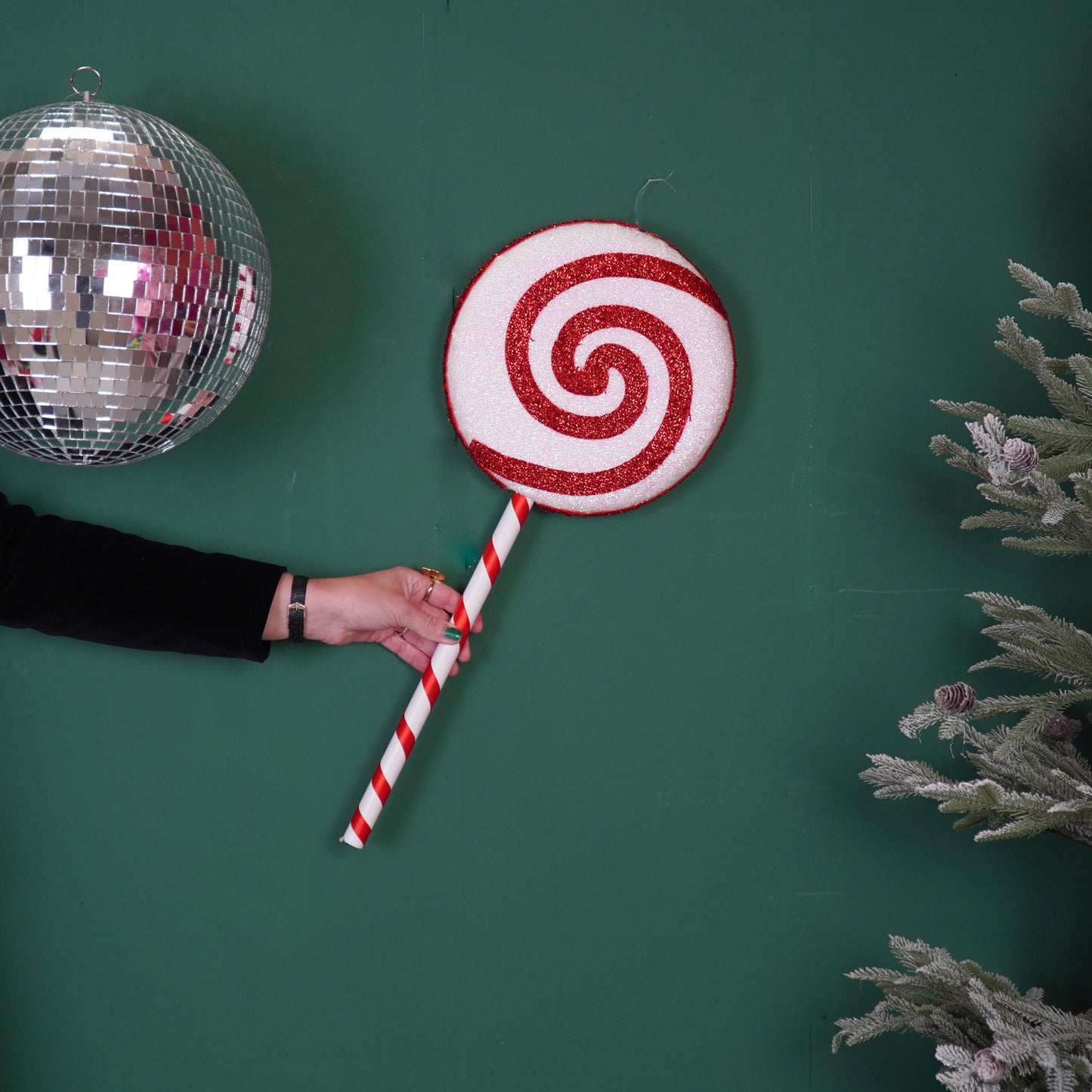 Christmas Decoration - Lolly Pop - Foam - White/Red - 25x63cm