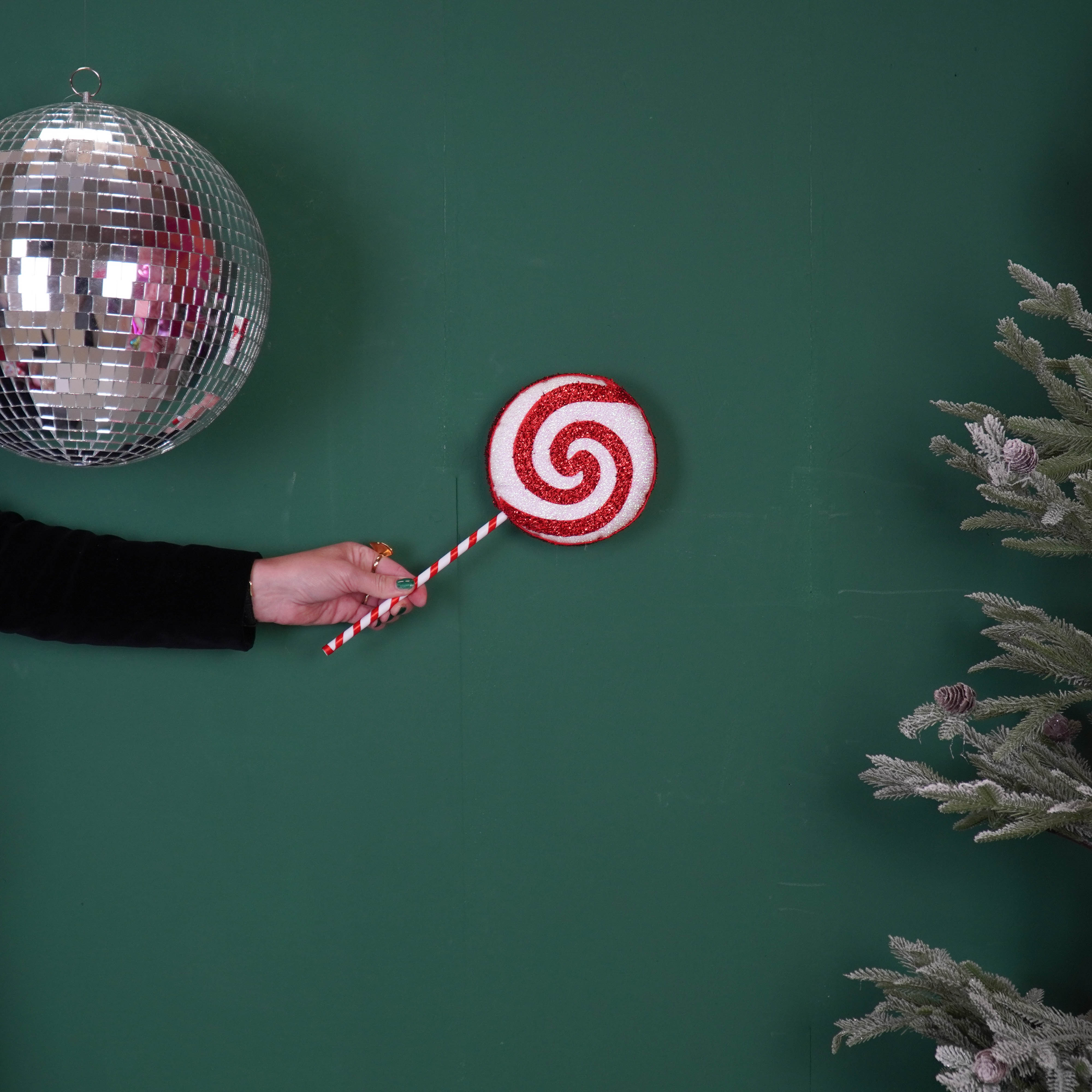 Christmas Decoration - Lolly Pop - Foam - White/Red - 15x35cm