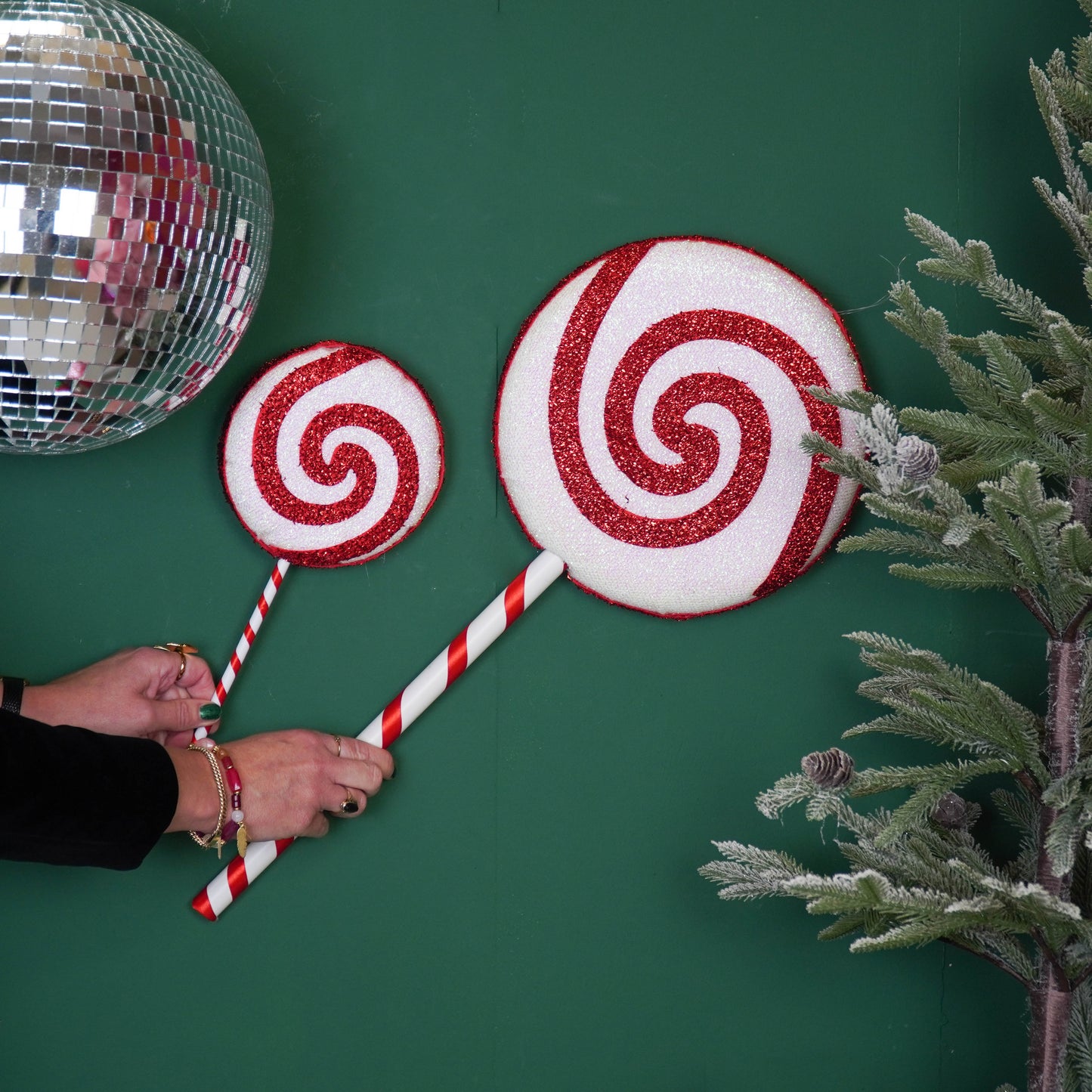 Christmas Decoration - Lolly Pop - Foam - White/Red - 15x35cm