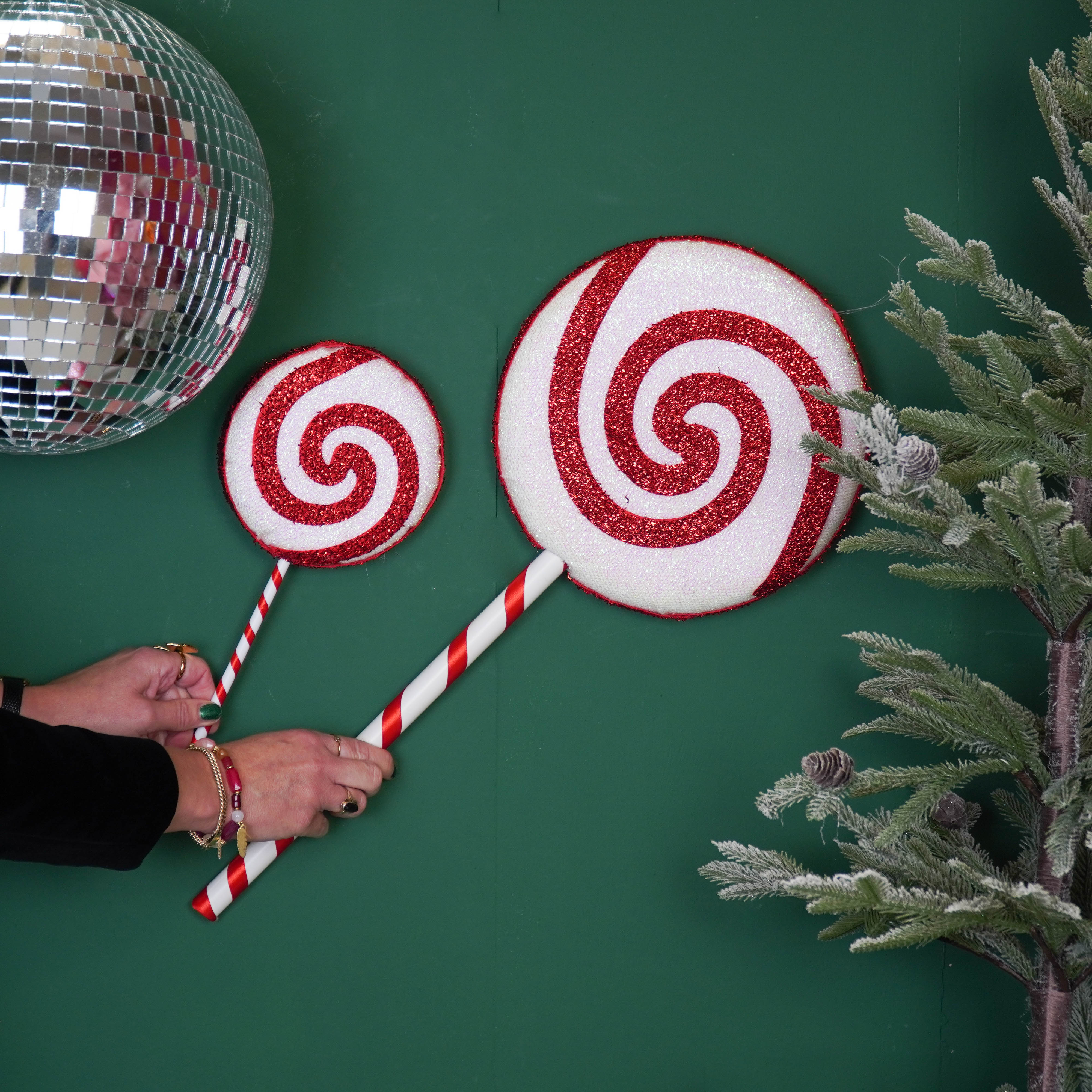 Christmas Decoration - Lolly Pop - Foam - White/Red - 15x35cm