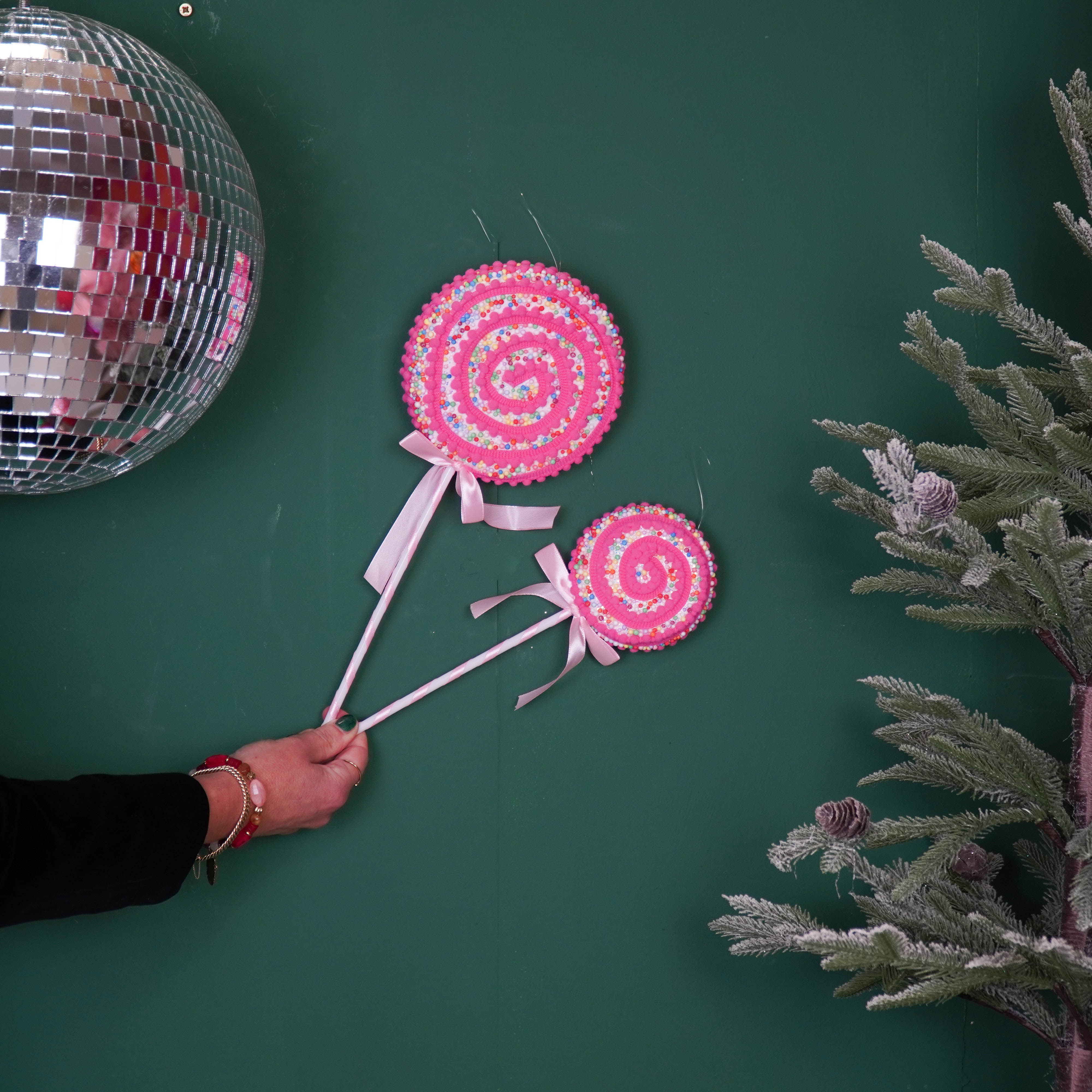 Christmas Decoration - Lolly Pop - Foam - Pink/Yellow - 10x29cm