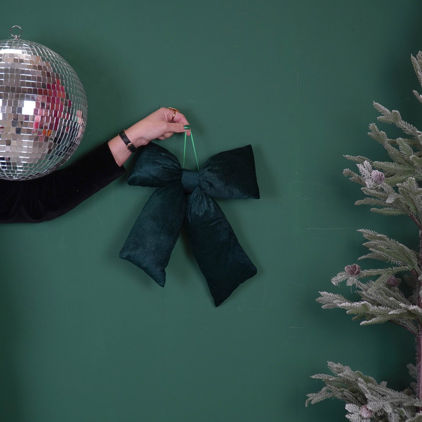 Christmas Decoration - Bow - Green - Velvet - 32x40cm