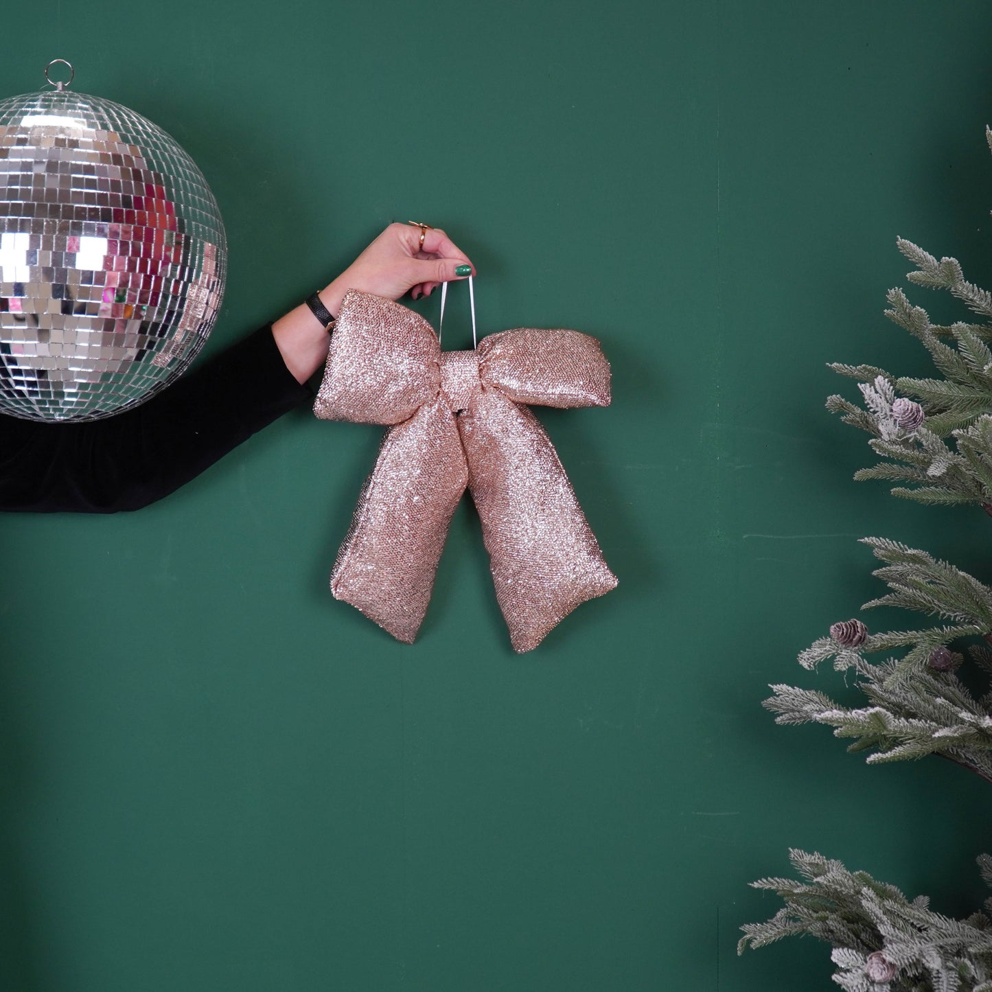 Christmas Decoration - Bow - Gold - Glitter Fabric - 32x40cm