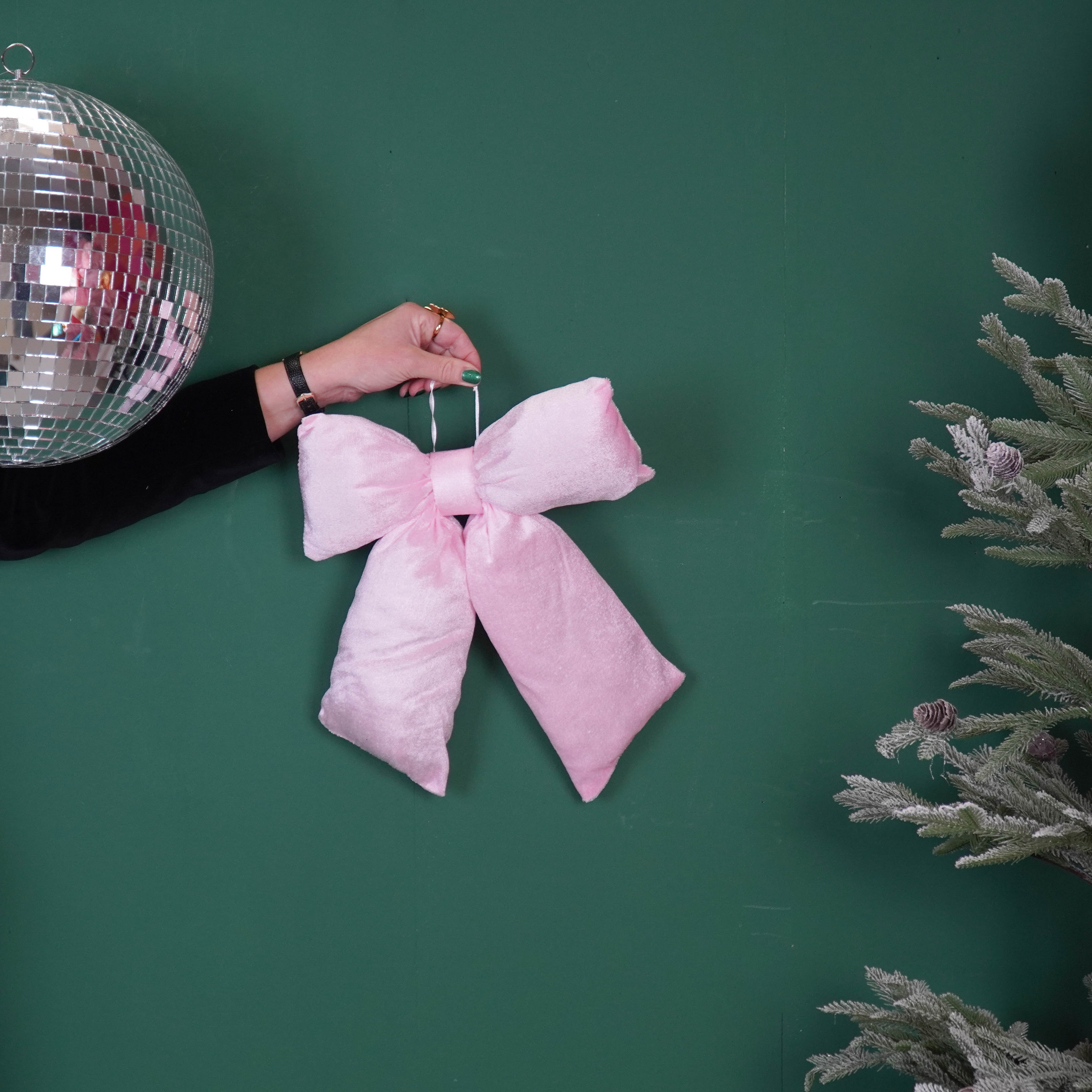 Christmas Decoration - Bow - Velvety - Light Pink - 32x40cm