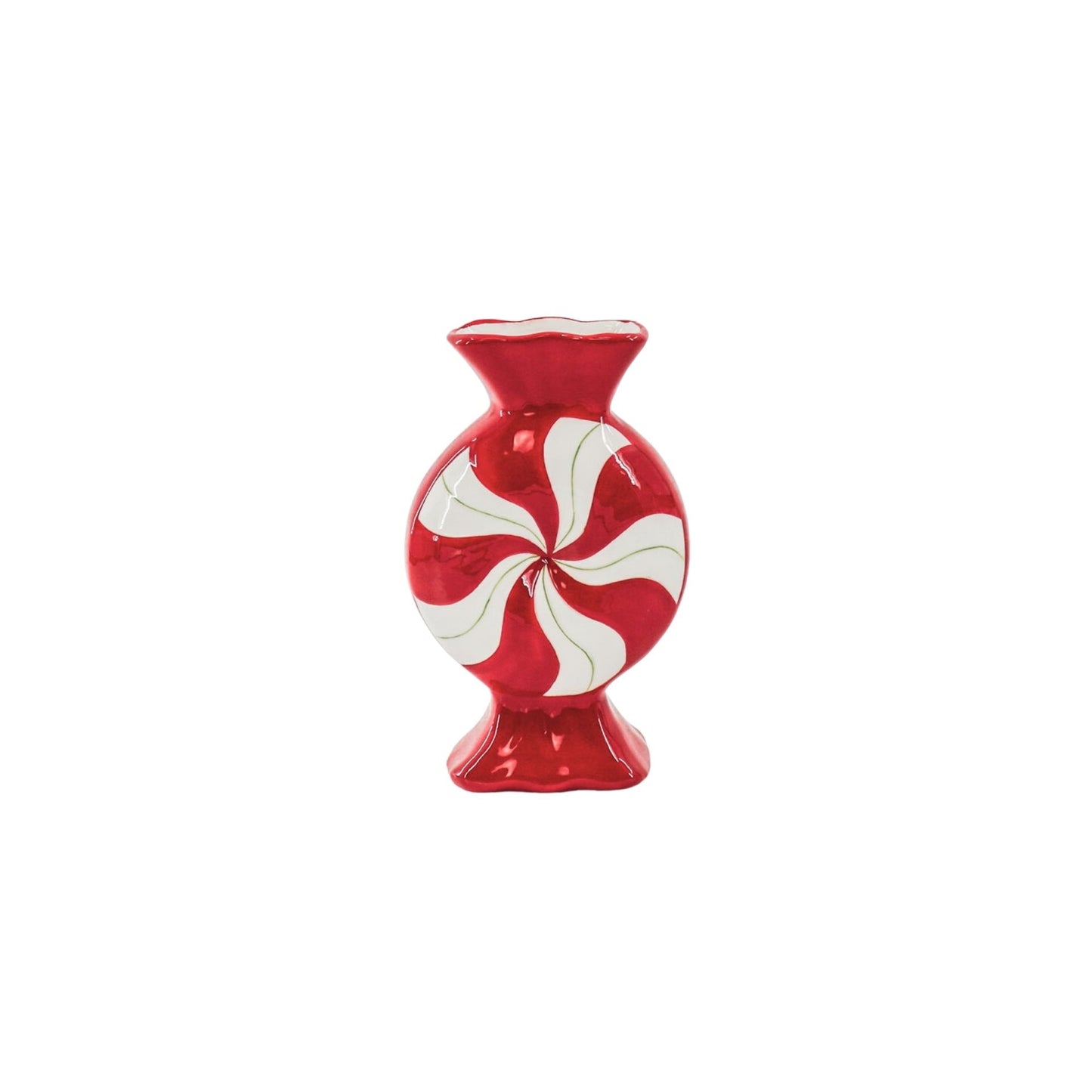 Flower Vase- Toffee Candy- -Ceramic-Red/ White- 12x6,5x20cm