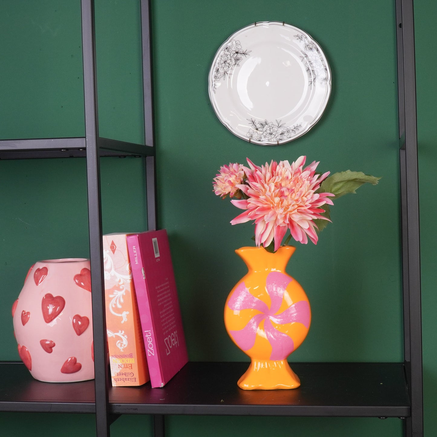 Flower Vase- Toffee Candy-Ceramic- Pink/ Orange -12x6,5x20cm