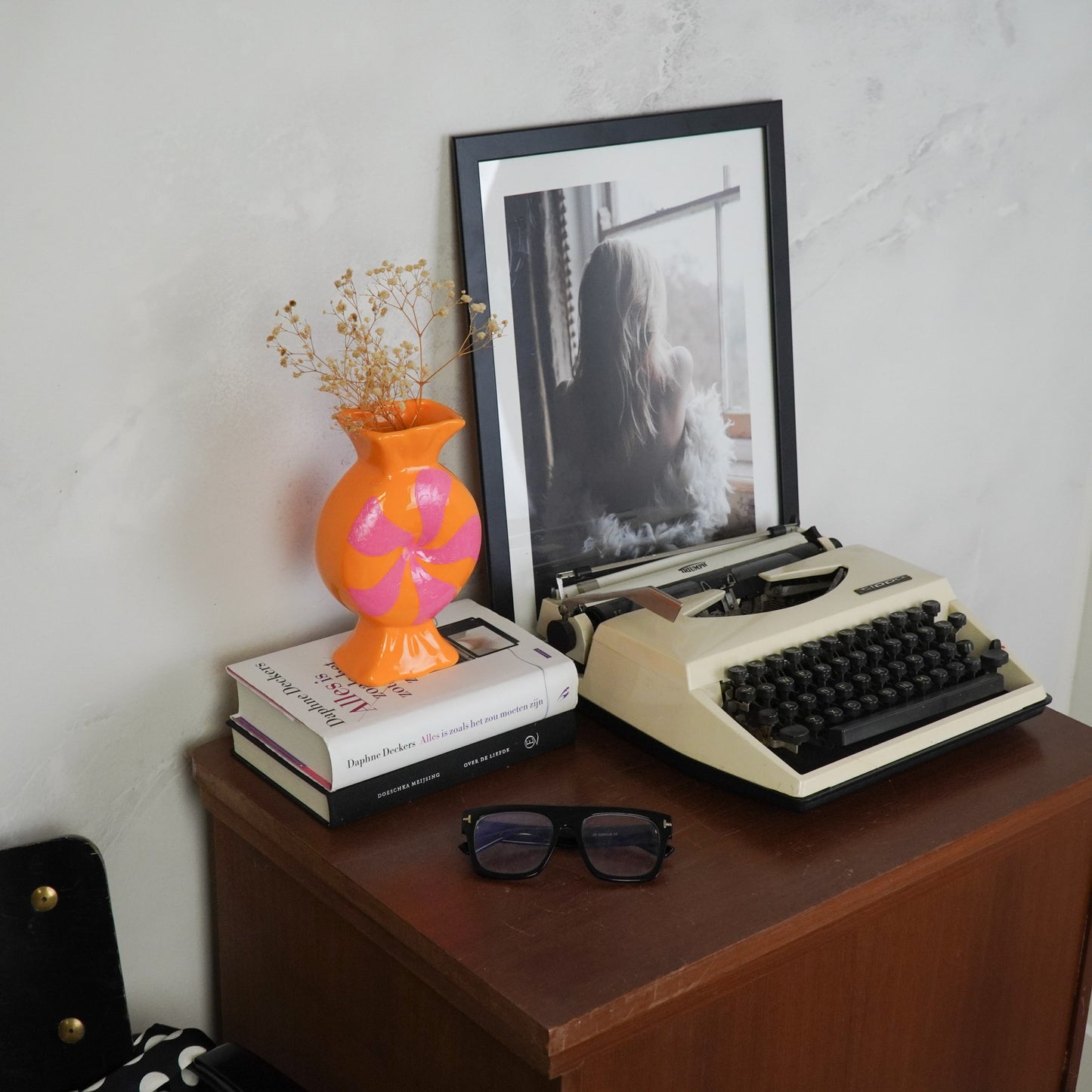 Flower Vase- Toffee Candy-Ceramic- Pink/ Orange -12x6,5x20cm