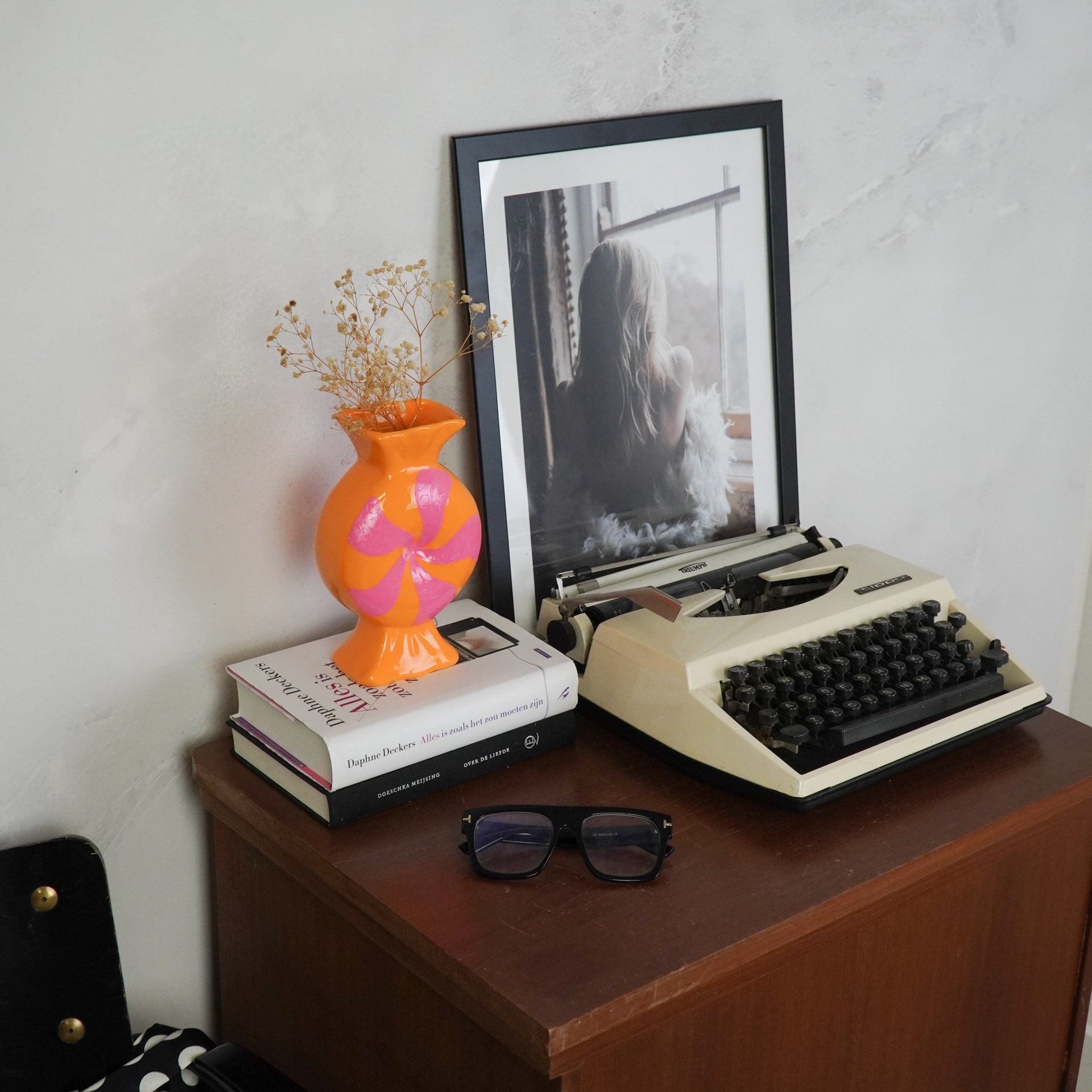 Flower Vase- Toffee Candy-Ceramic- Pink/ Orange -12x6,5x20cm