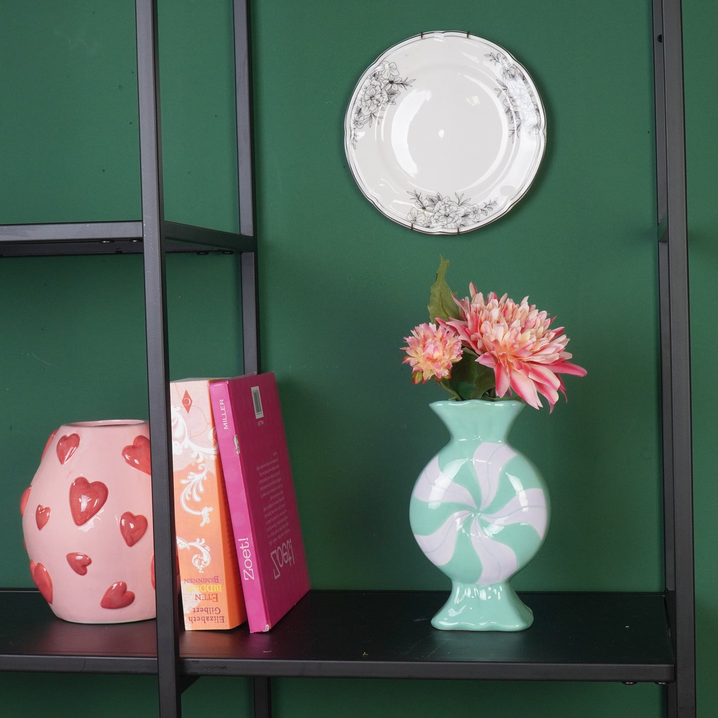 Flower Vase- Toffee Candy-Ceramic- Lilac/ Mint- 12x6,5x20cm