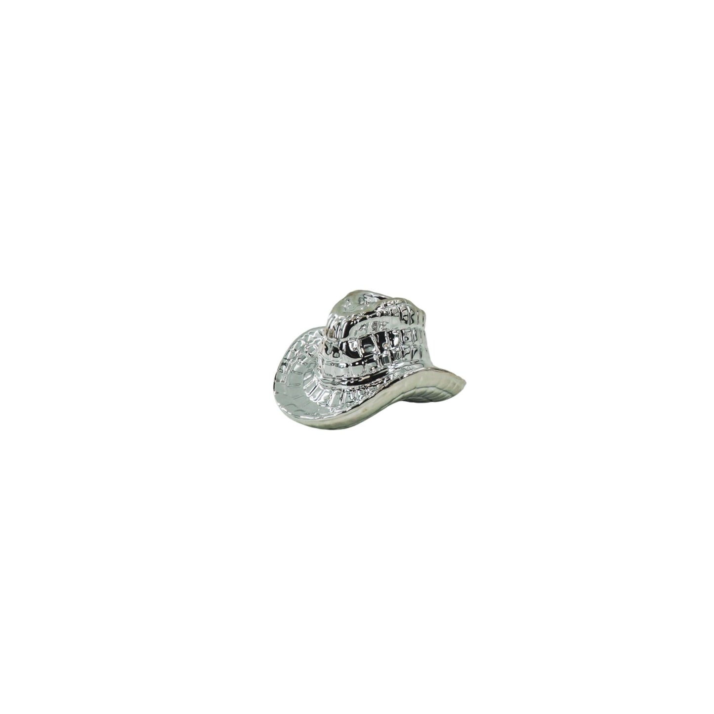 Candle Holder - Cowboy Hat - Ceramic- Silver -13,5x11x7 cm