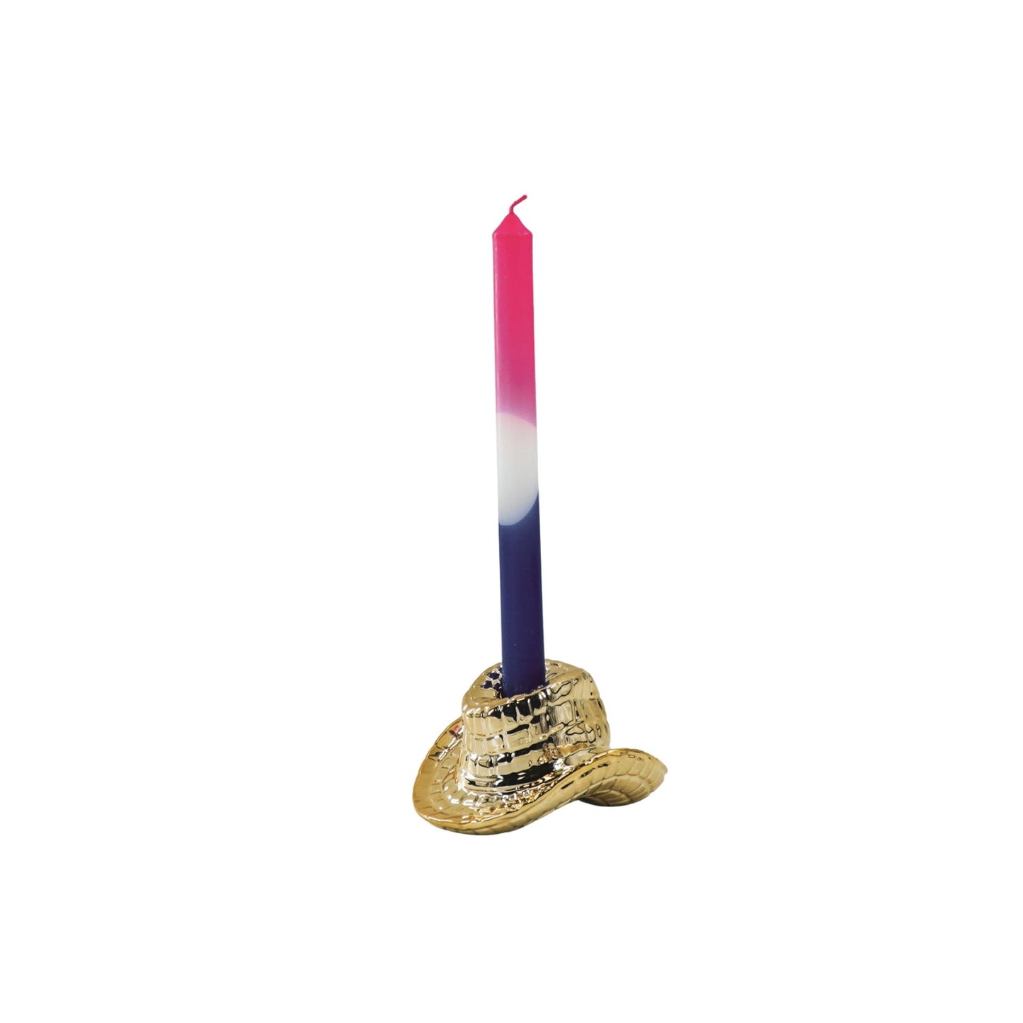 Candle Holder - Cowboy Hat-Ceramic- Gold - 13,5x11x7 cm