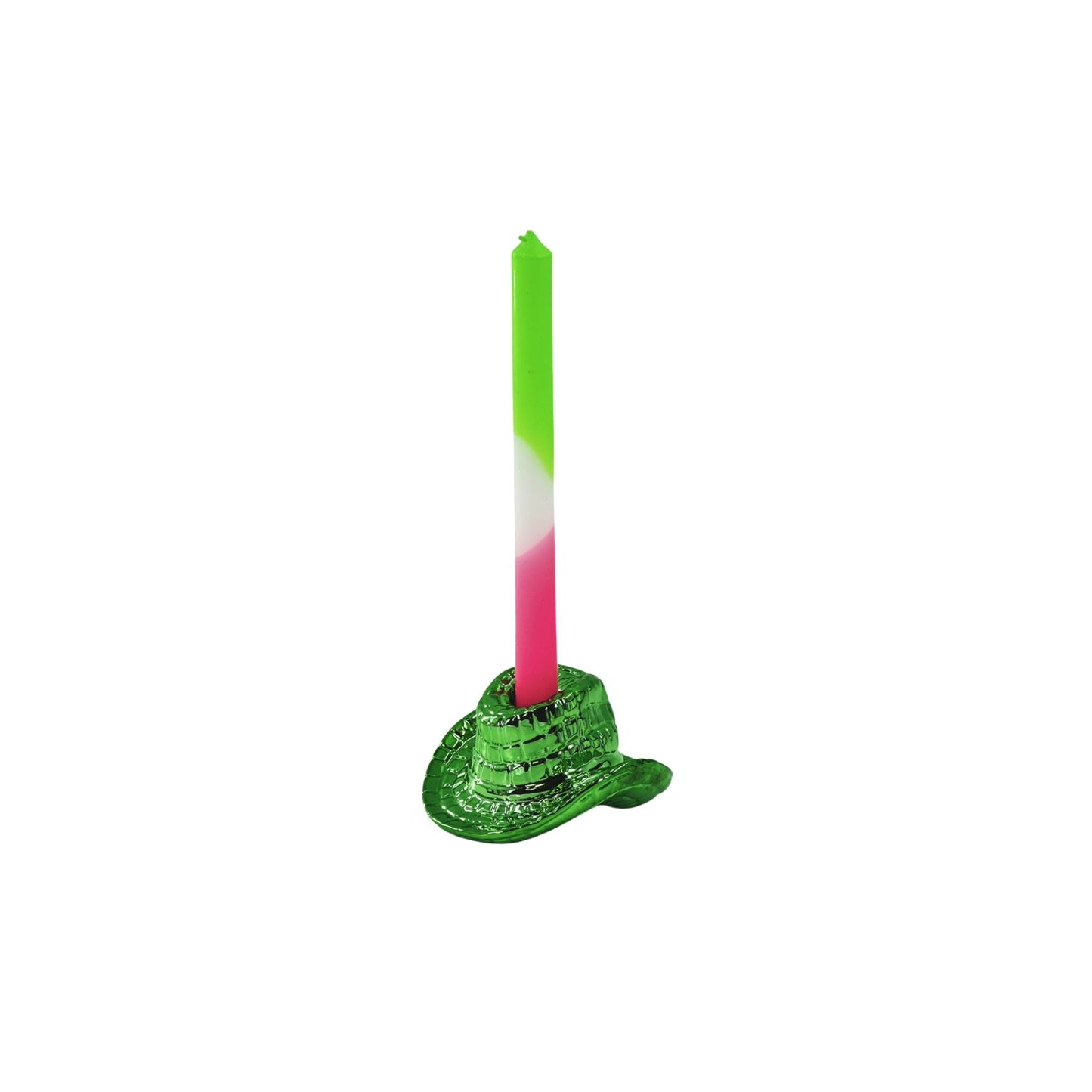Candle Holder - Cowboy Hat- Green - 13,5x11x7 cm