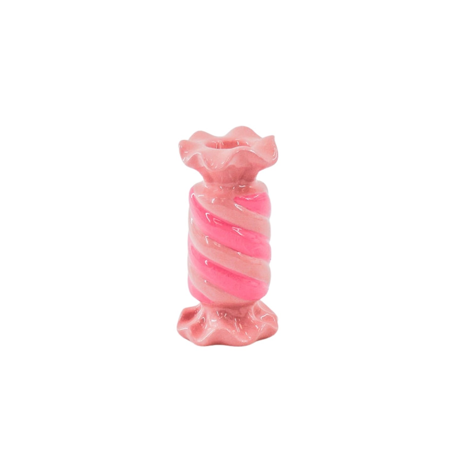 Candle Holder- Toffee Candy - Ceramic-Pink/ Neon -7,5x7,5x13 cm