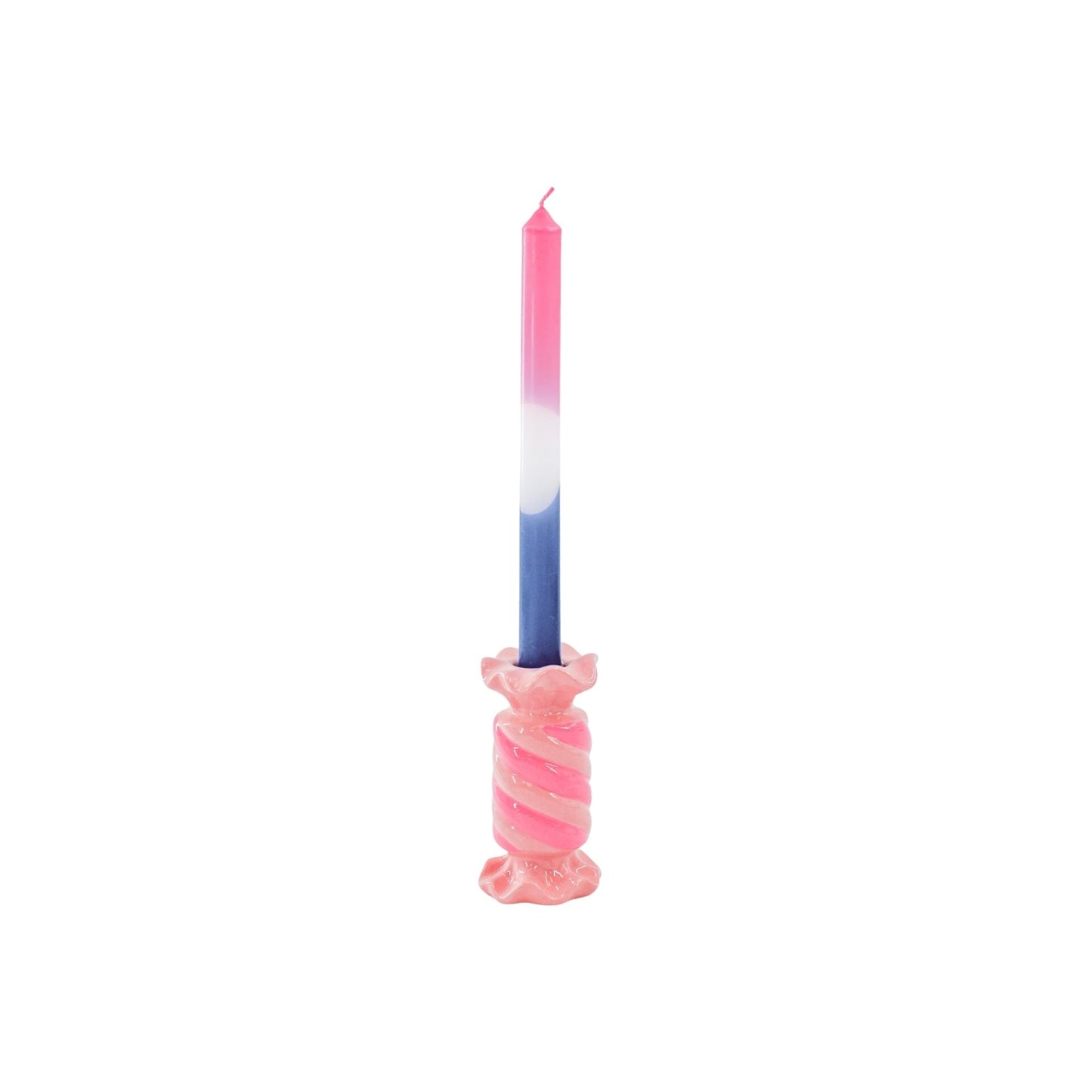 Candle Holder- Toffee Candy - Ceramic-Pink/ Neon -7,5x7,5x13 cm