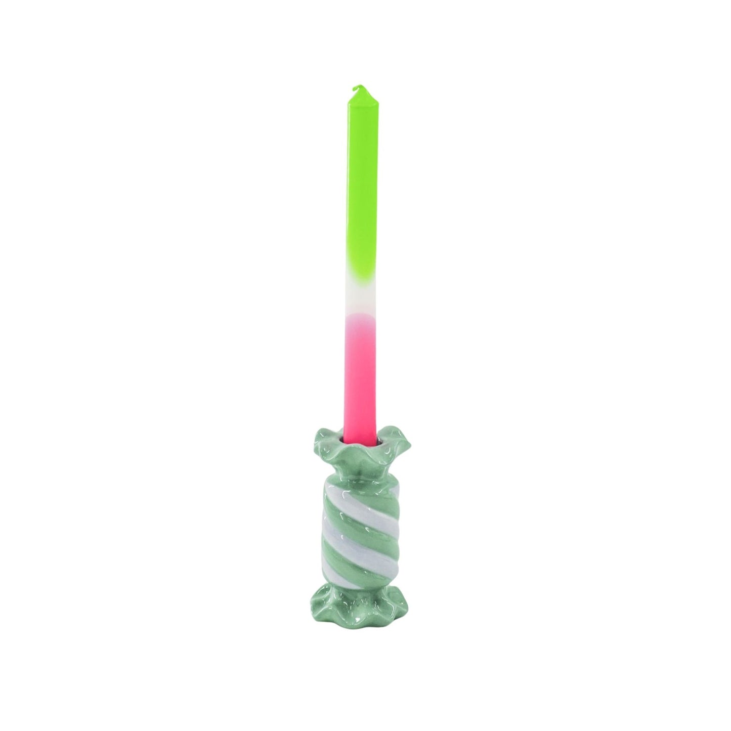 Candle Holder- Toffee Candy - Ceramic-Mint/ Lilac- 7,5x7,5x13 cm