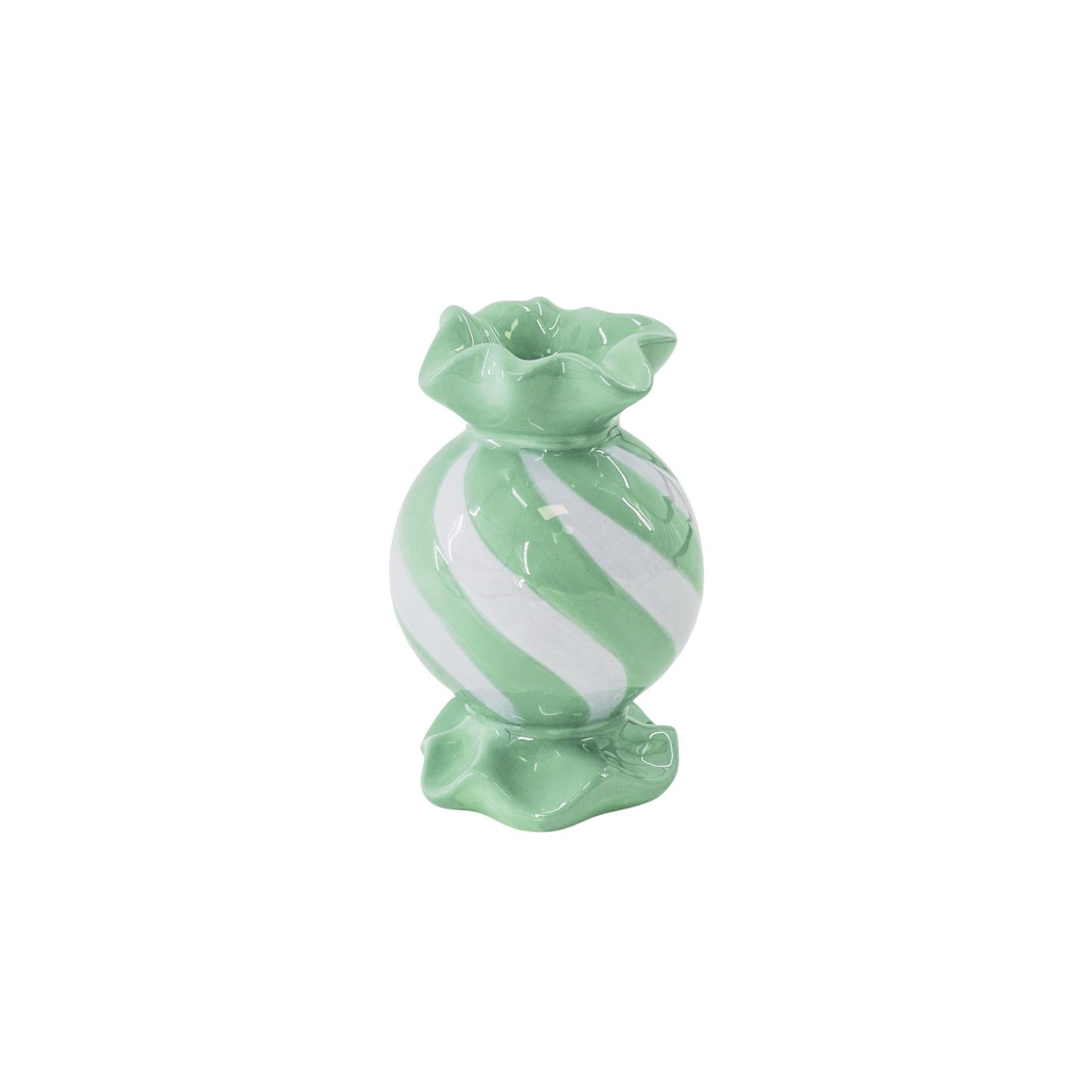 Candle Holder- Round Toffee Candy - Ceramic-Mint/ Lilac- 8,5x8,5x13 cm