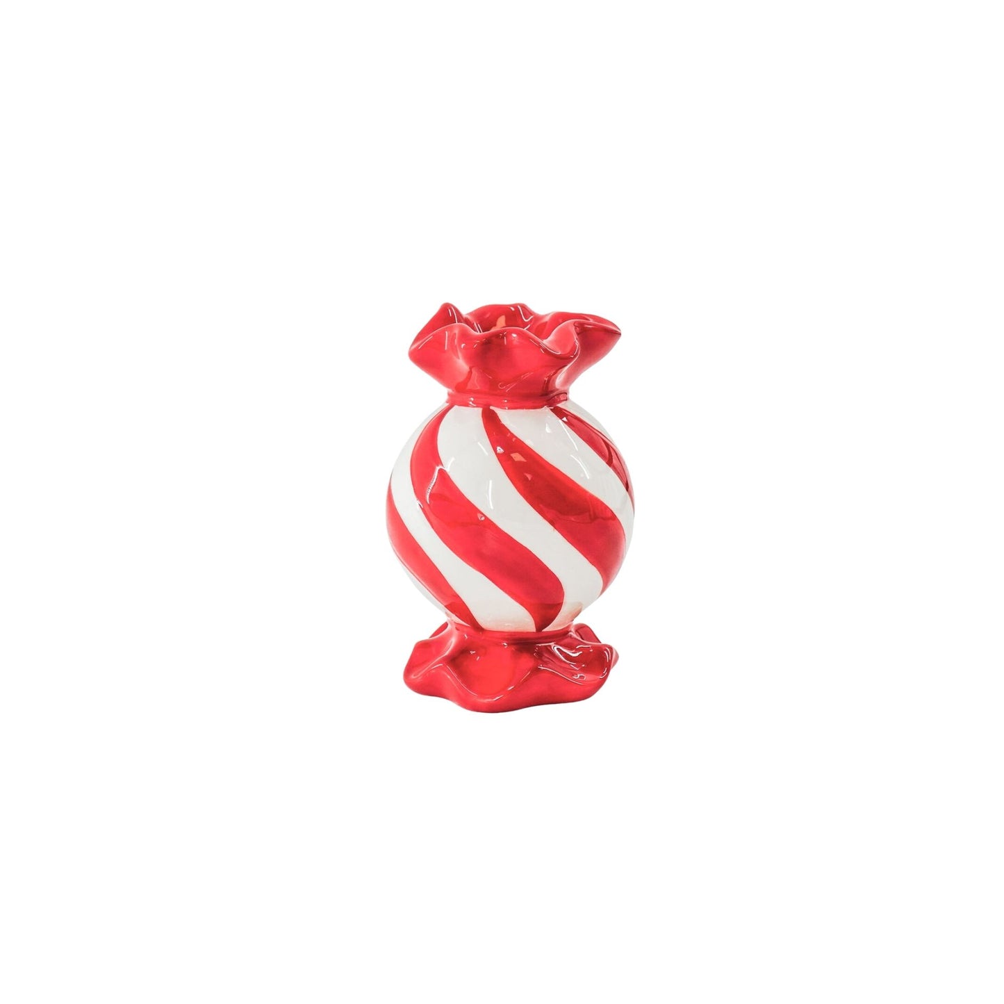 Candle Holder- Toffee Candy- Red/ White -8,5x8,5x13 cm