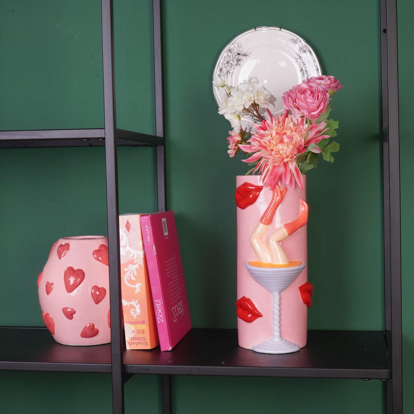 Flower Vase- Pornstar Martini Vase- Ceramic- Pink/ Red- 14x12,5x28 cm