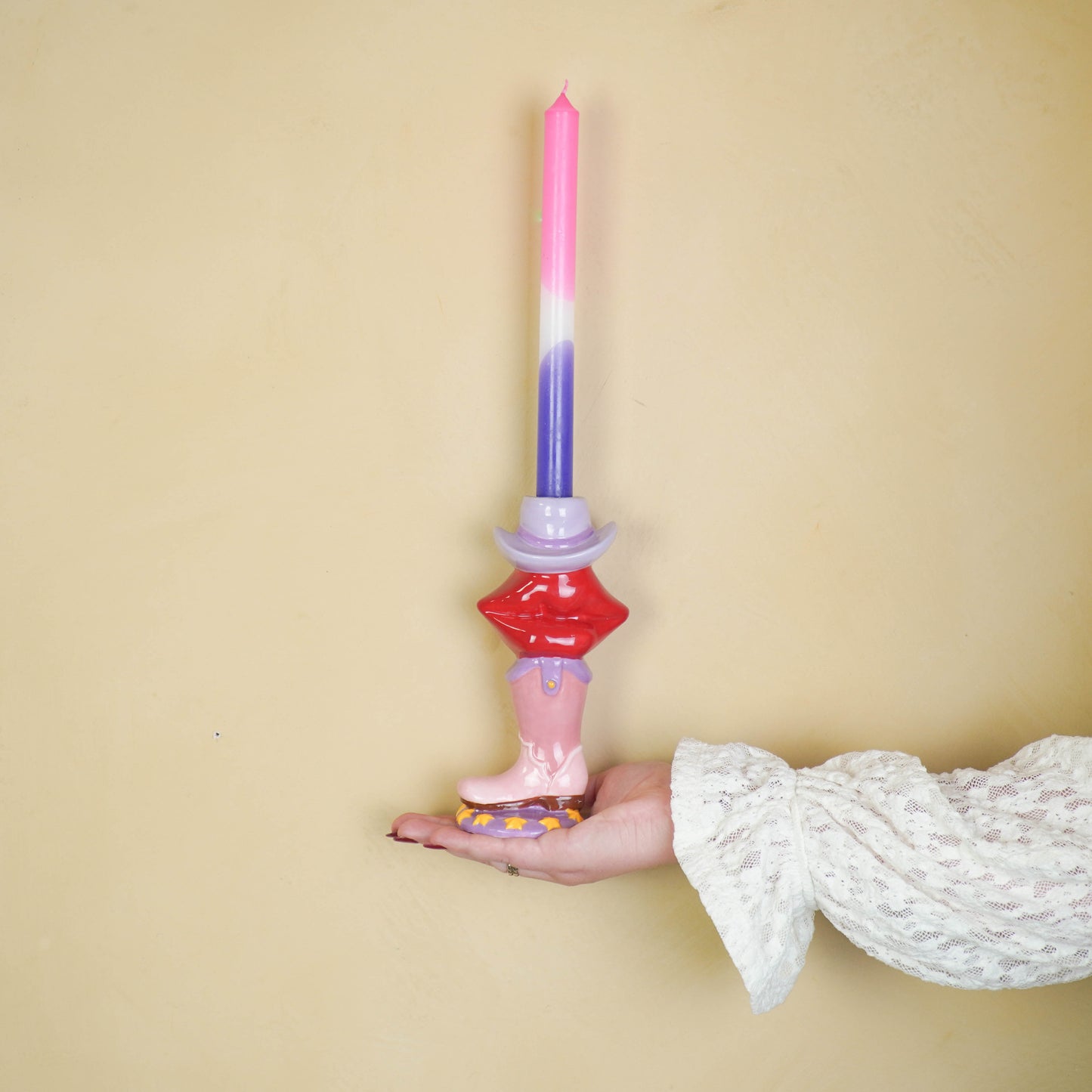 Candle Holder- Boot/ Lip/Hat - Pink/ Red/ Lilac-10x8x20 cm