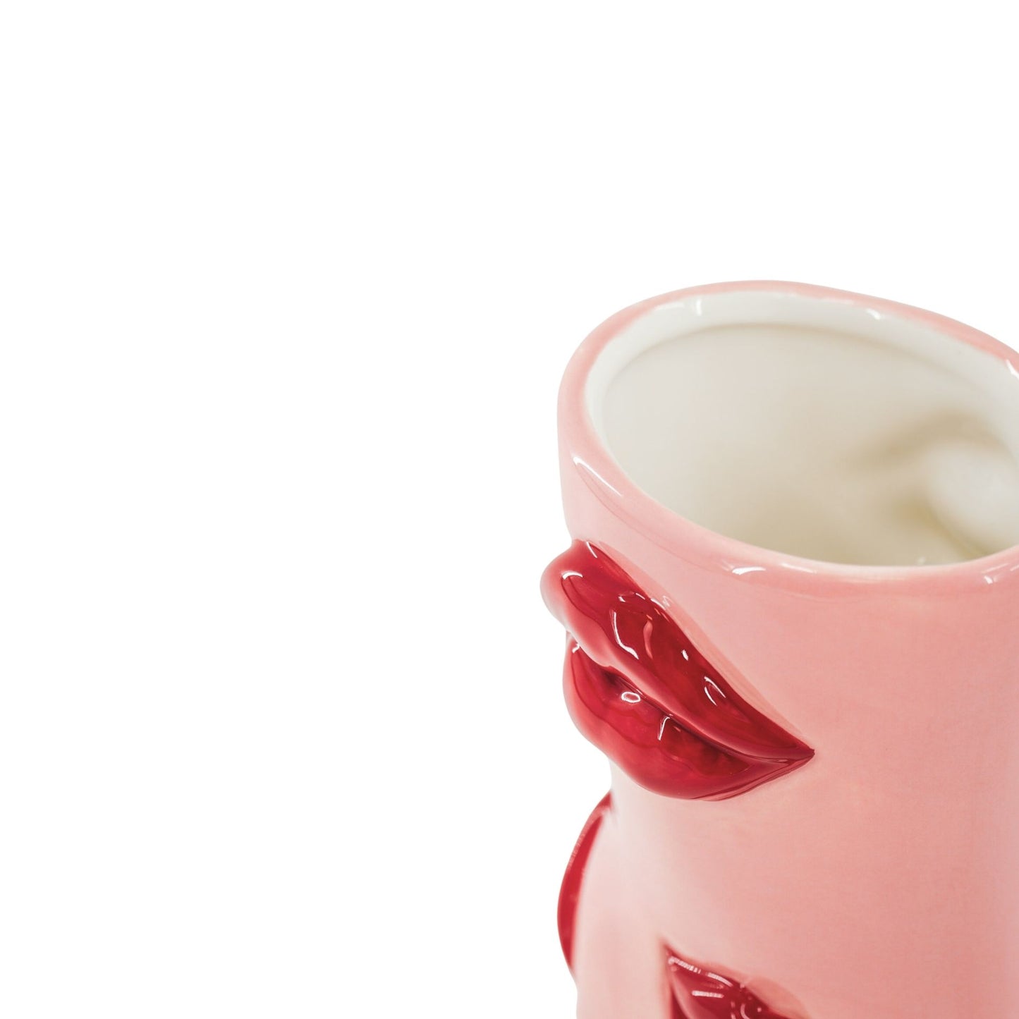 Flower Vase- Boot with Lips Vase- Ceramics- Pink/ Red- 19,5x8,5x23 cm