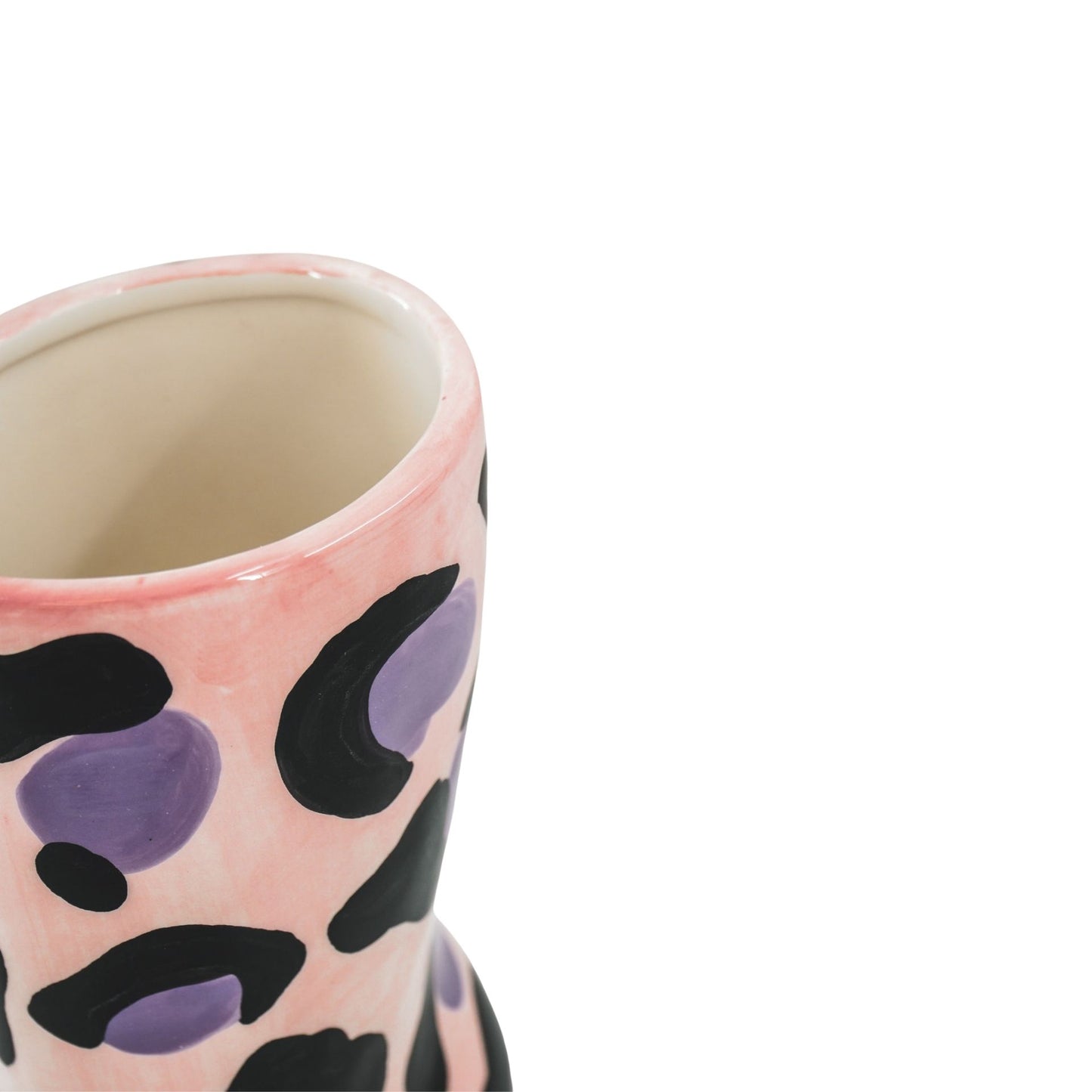 Flower Vase- Boot with Leopard Print Vase- Ceramics- Pink/ Orange-18x8x24 cm
