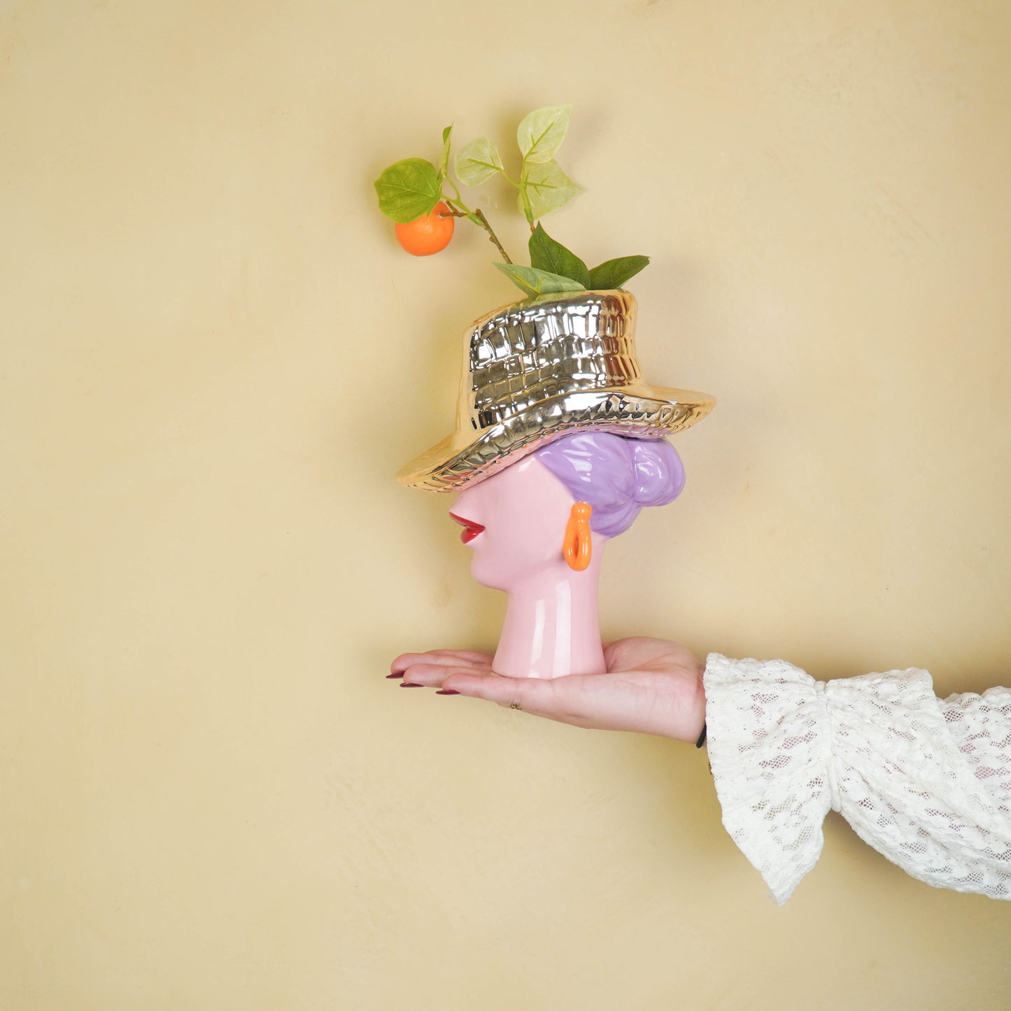 Flower Vase- Cowboy Hat Vase- Gold-19x16x23,5 cm