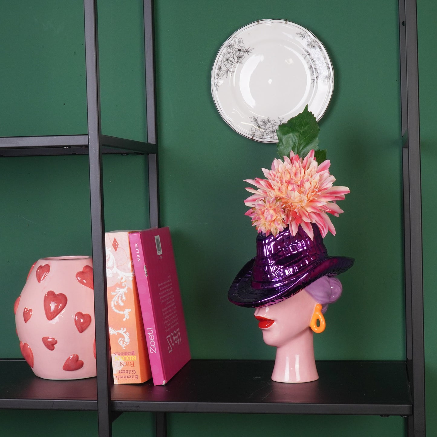 Flower Vase- Cowboy Hat Vase- Purple/-19x16x23,5 cm