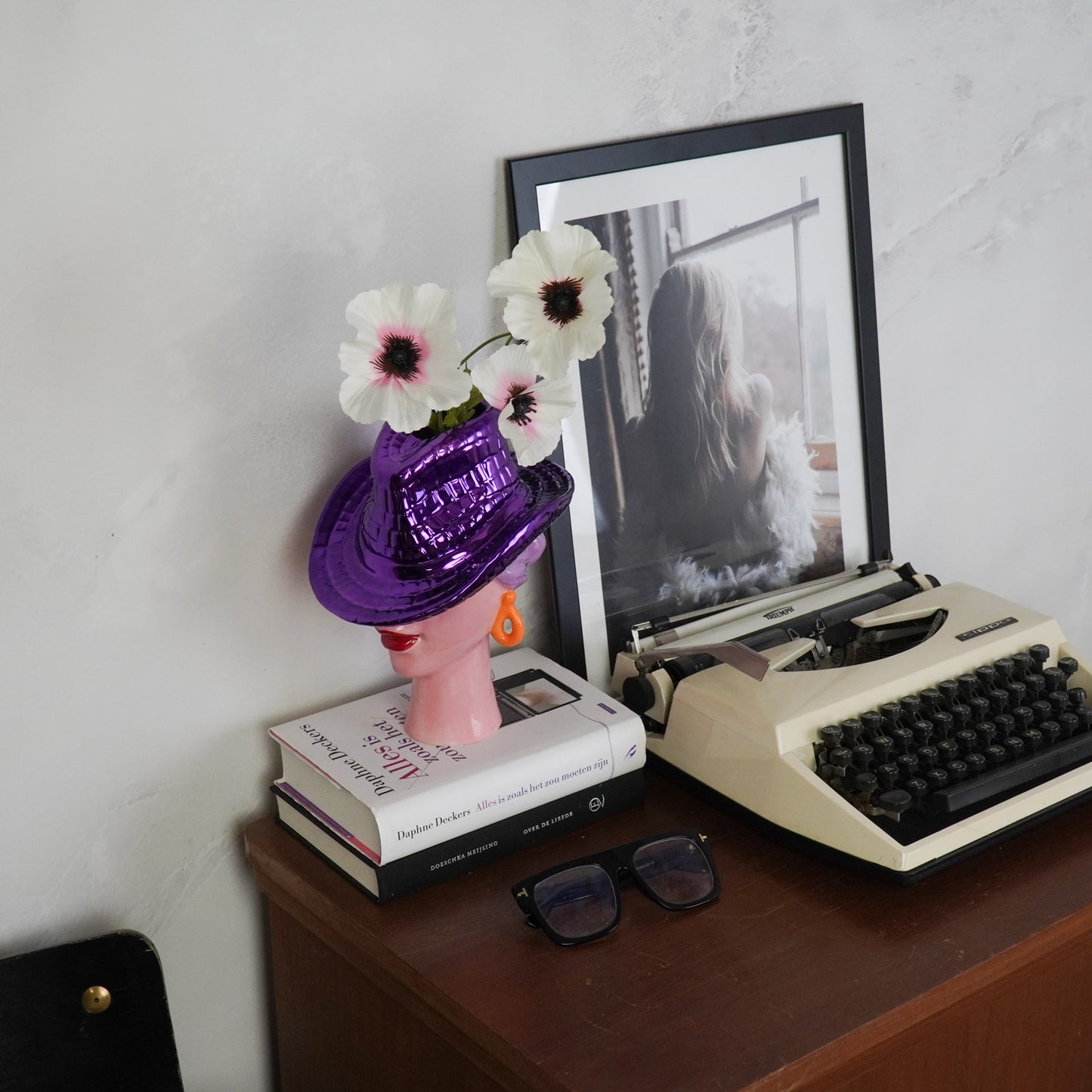 Flower Vase- Cowboy Hat Vase- Purple/-19x16x23,5 cm