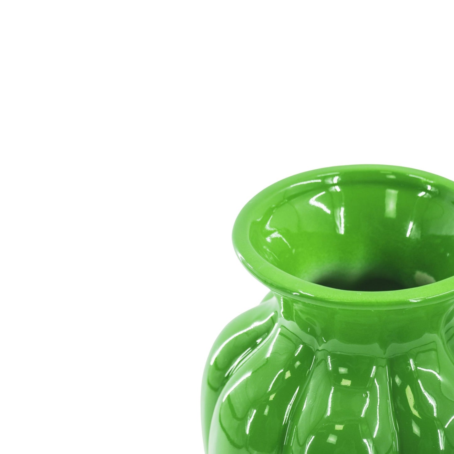 Flower Vase- Pleated Vase-Ceramic-Green- 16,5x16,5x29,5 cm