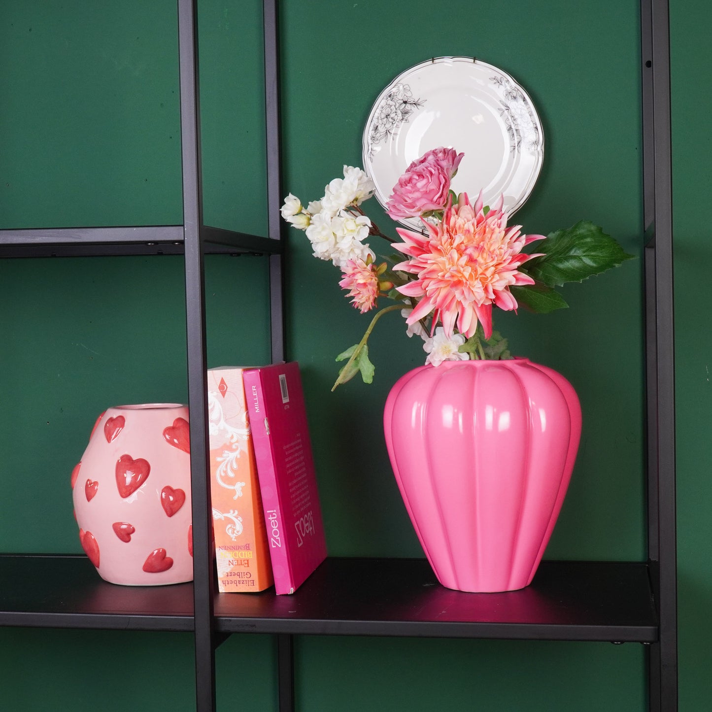 Flower Vase- Swirl Vase-Ceramic- Pink- 20x20x21,5 cm