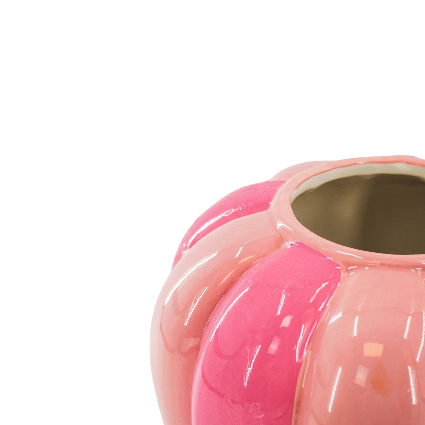 Flower Vase- Swirl Vase-Ceramic- Neon Pink/ Light Pink- 20x20x21,5 cm
