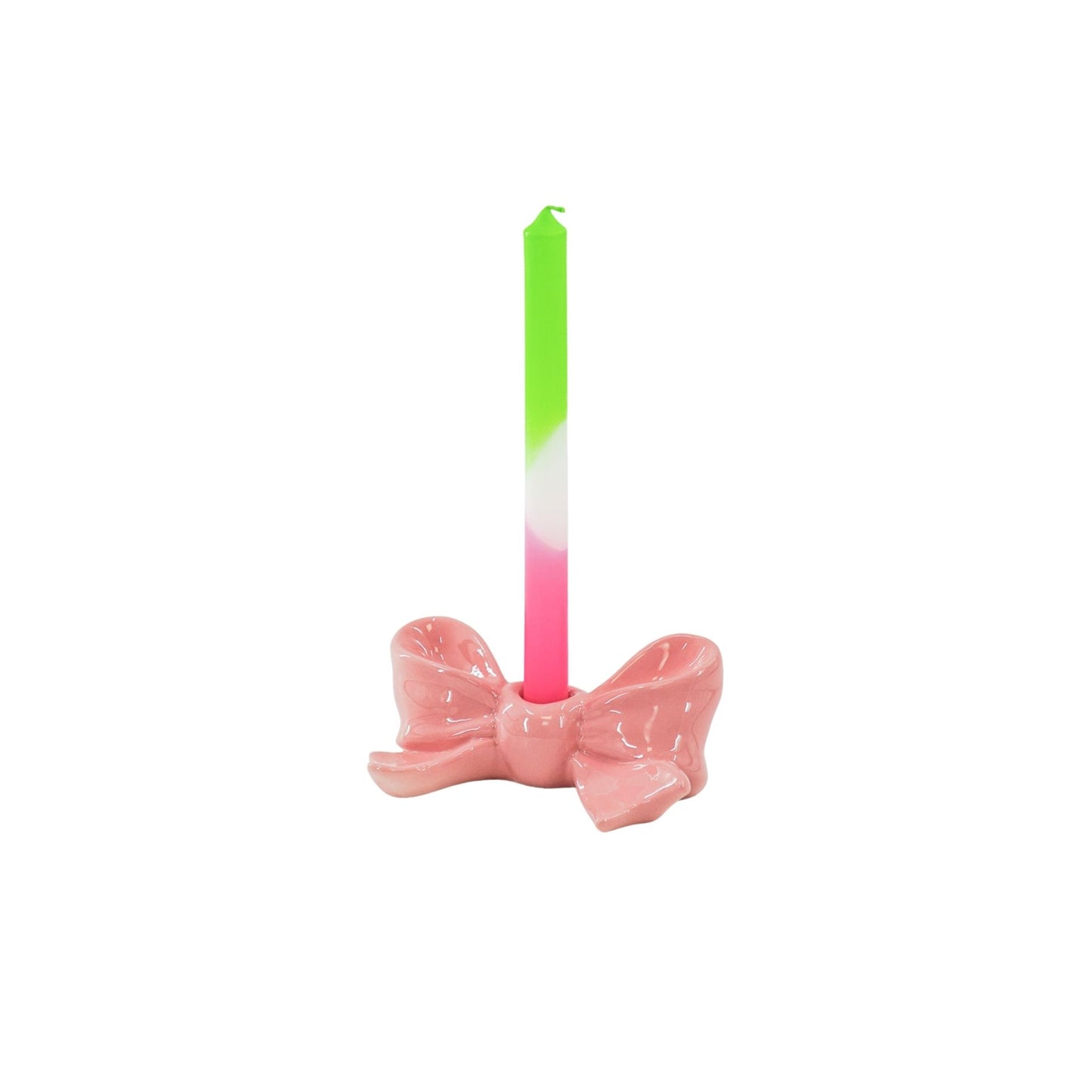 Candle Holder- Bow- Ceramic- Pink- 18x9x7 cm