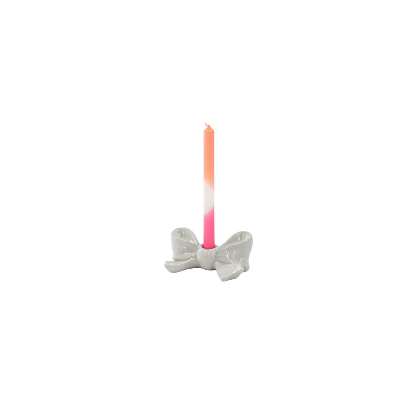 Candle Holder- Bow- Ceramic-White- 18x9x7 cm