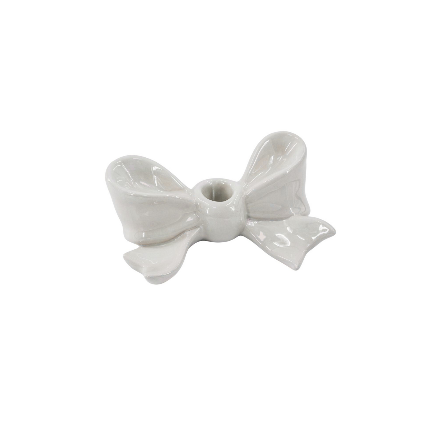 Candle Holder- Bow- Ceramic-White- 18x9x7 cm