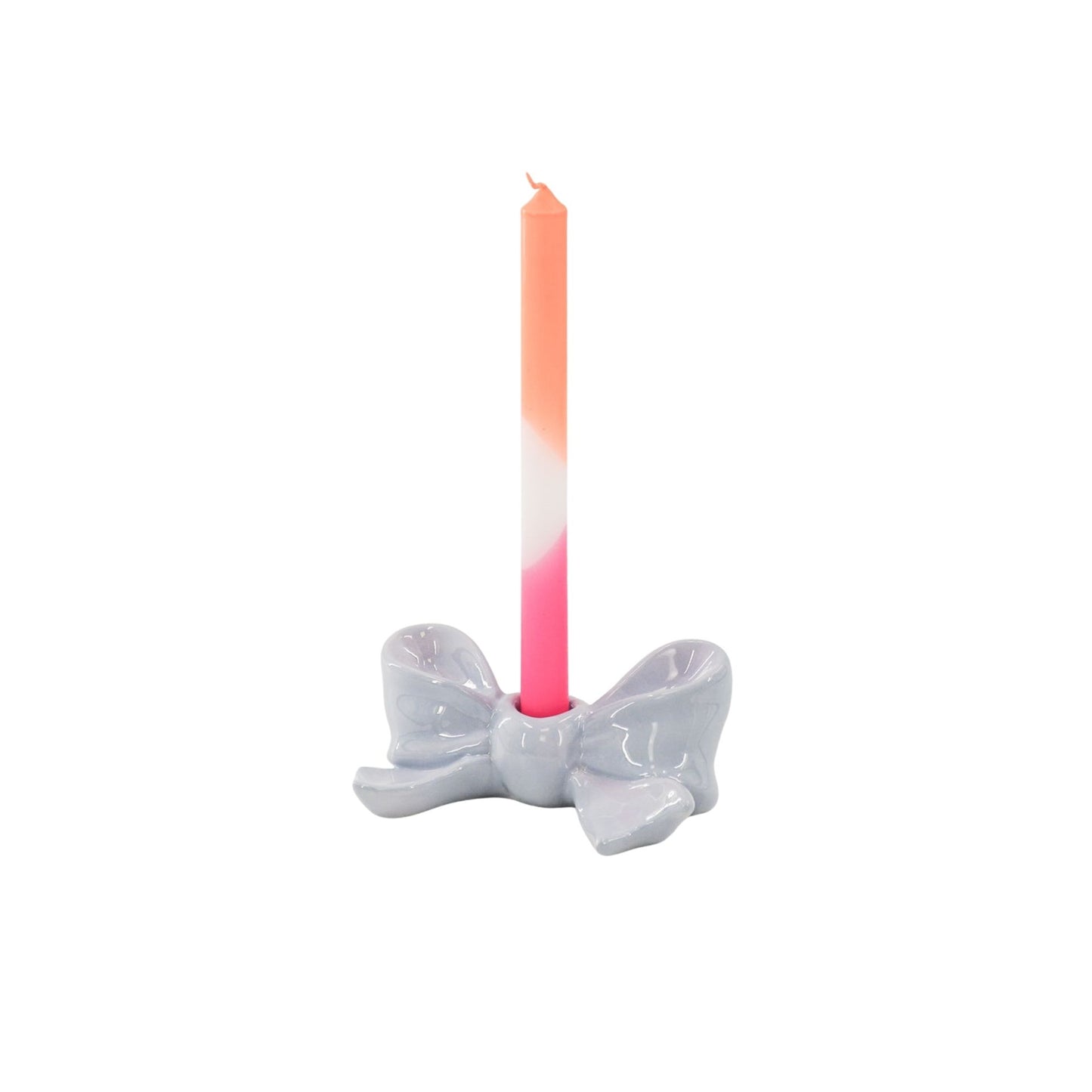 Candle Holder- Bow- Ceramic- Lilac- 18x9x7 cm