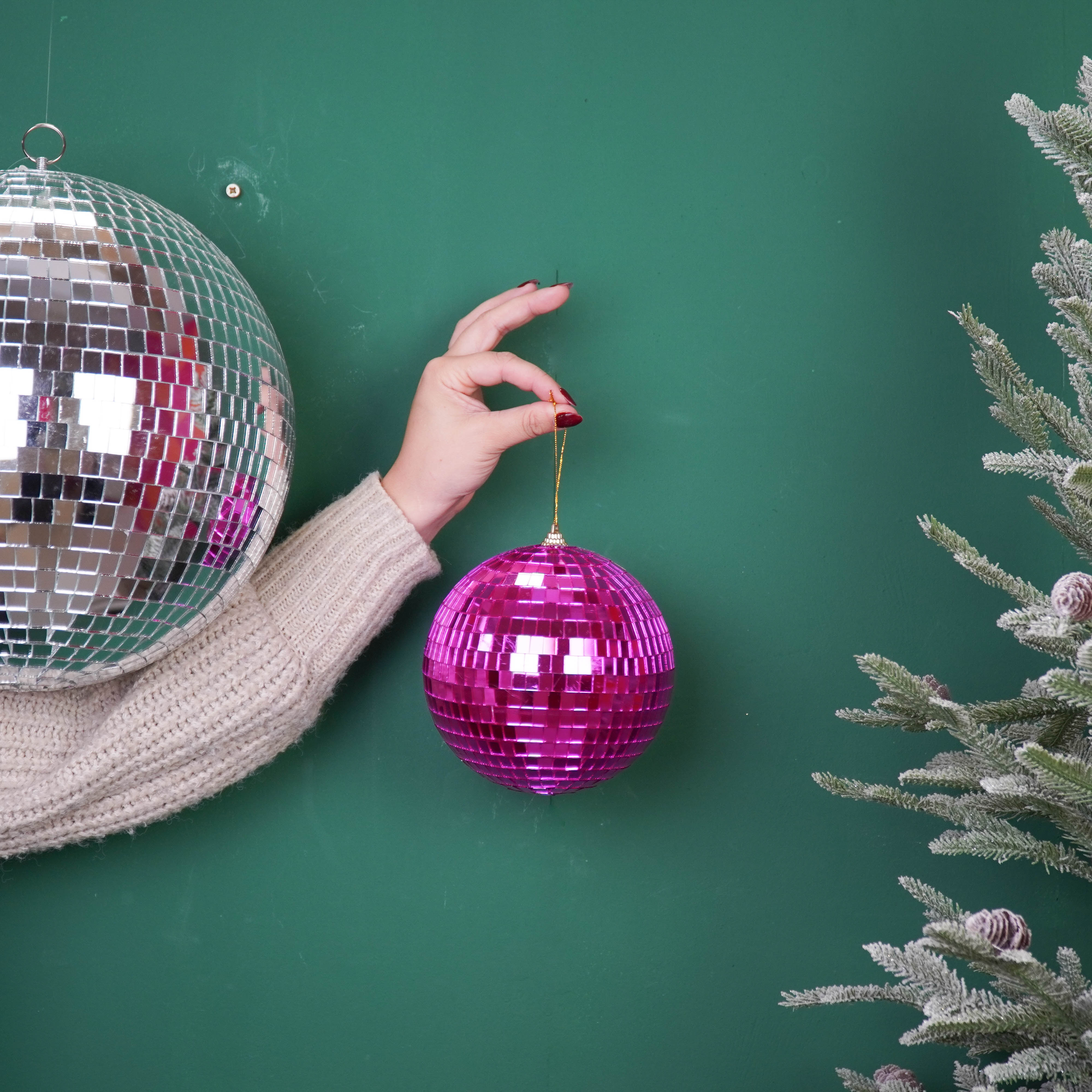Christmas Decoration - Christmas Hanger - Discoball - Foam - Pink - 15x15x15cm