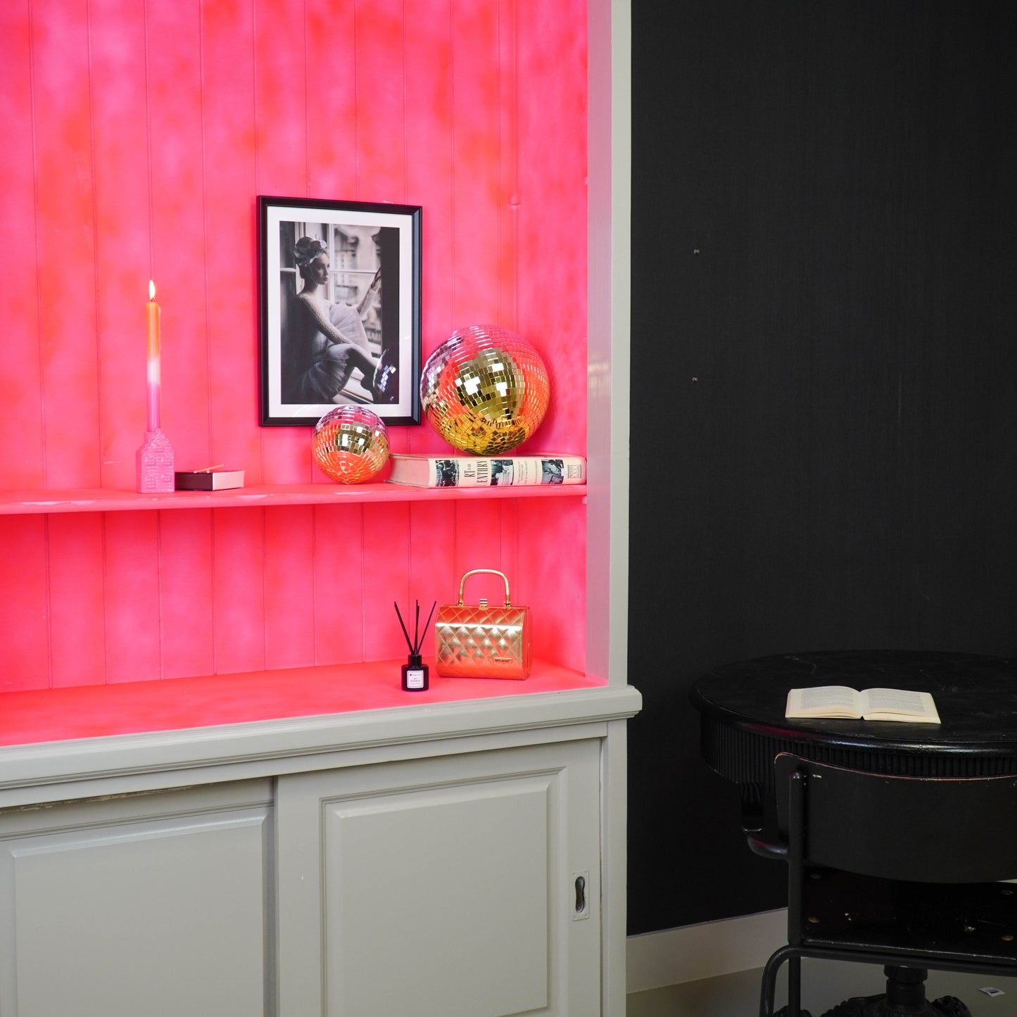 Christmas Decoration - Christmas Hanger - Discoball - Foam - Pink/Gold - 15x15x15cm