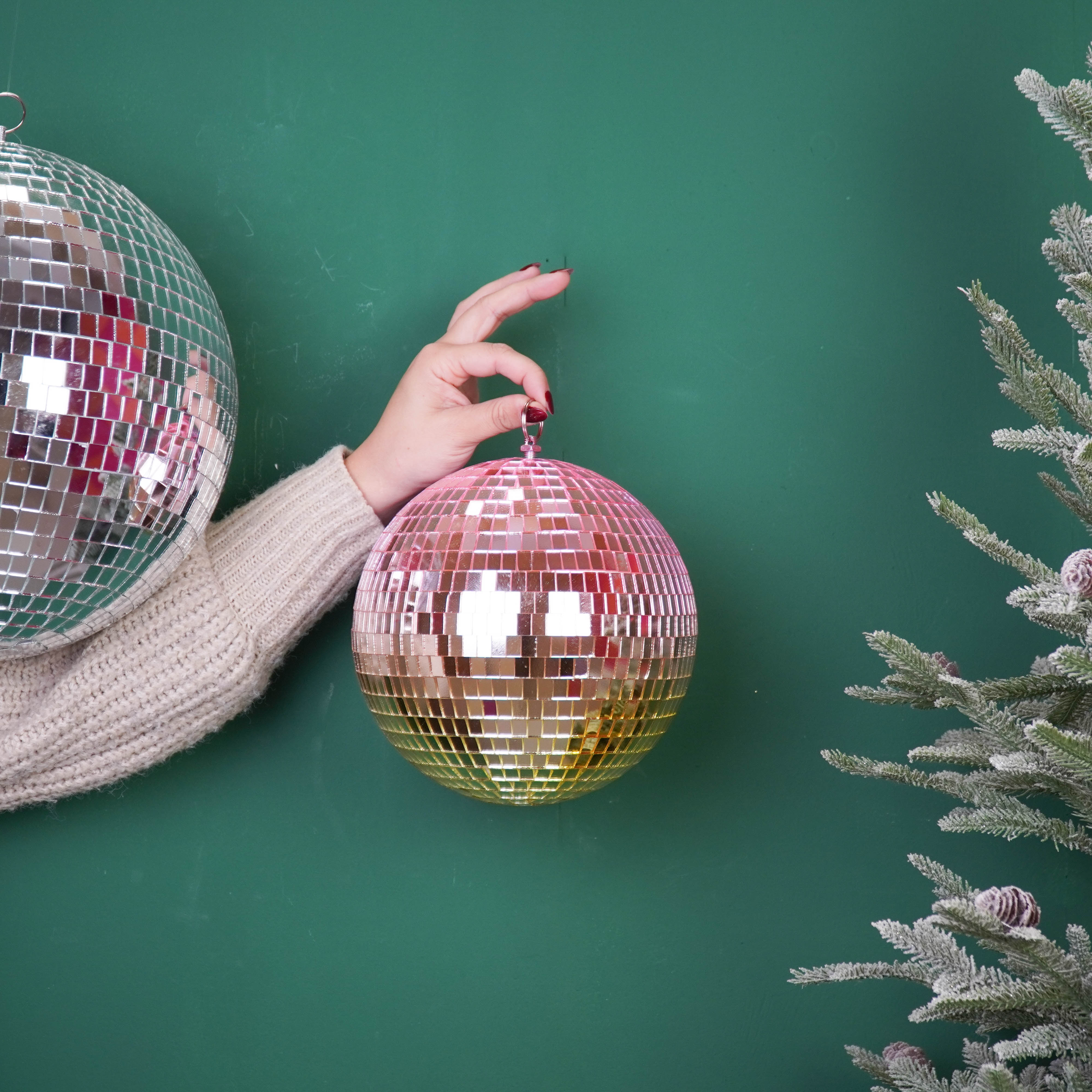 Christmas Decoration - Christmas Hanger - Discoball - Foam - Pink/Gold - 20x20x20cm