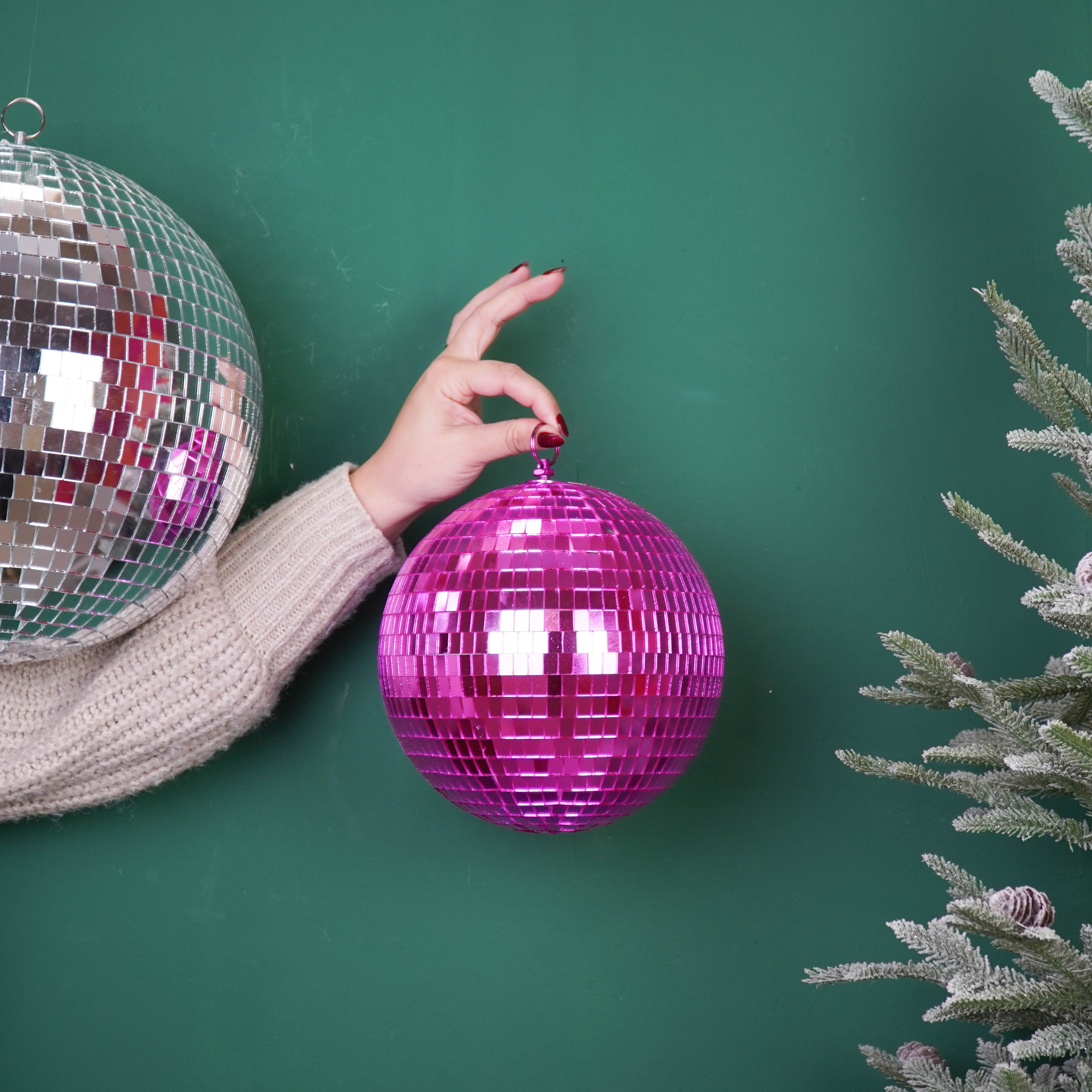 Christmas Decoration - Christmas Hanger - Discoball - Foam - Pink - 20x20x20cm