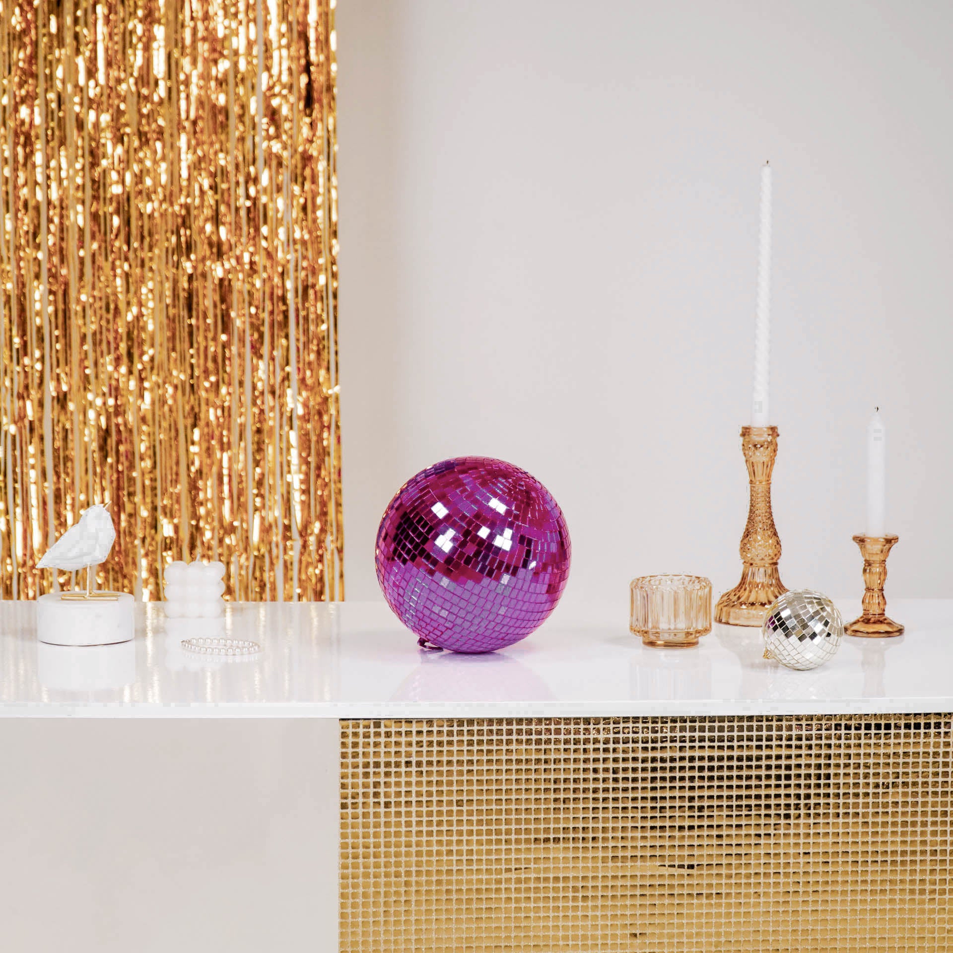 Christmas Decoration - Christmas Hanger - Discoball - Foam - Pink - 20x20x20cm