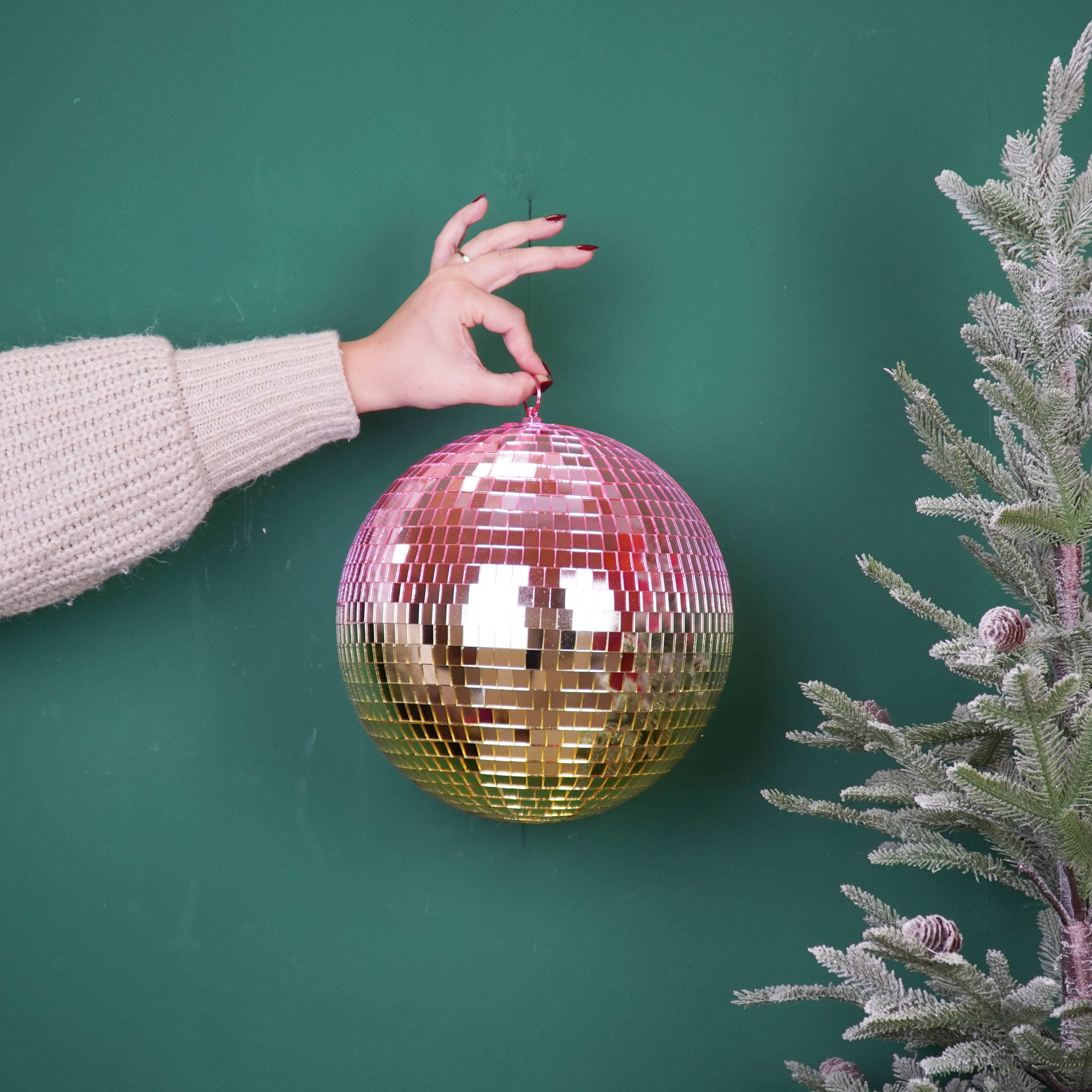 Christmas Decoration - Christmas Hanger - Discoball - Foam - Pink/Gold - 25x25x25cm