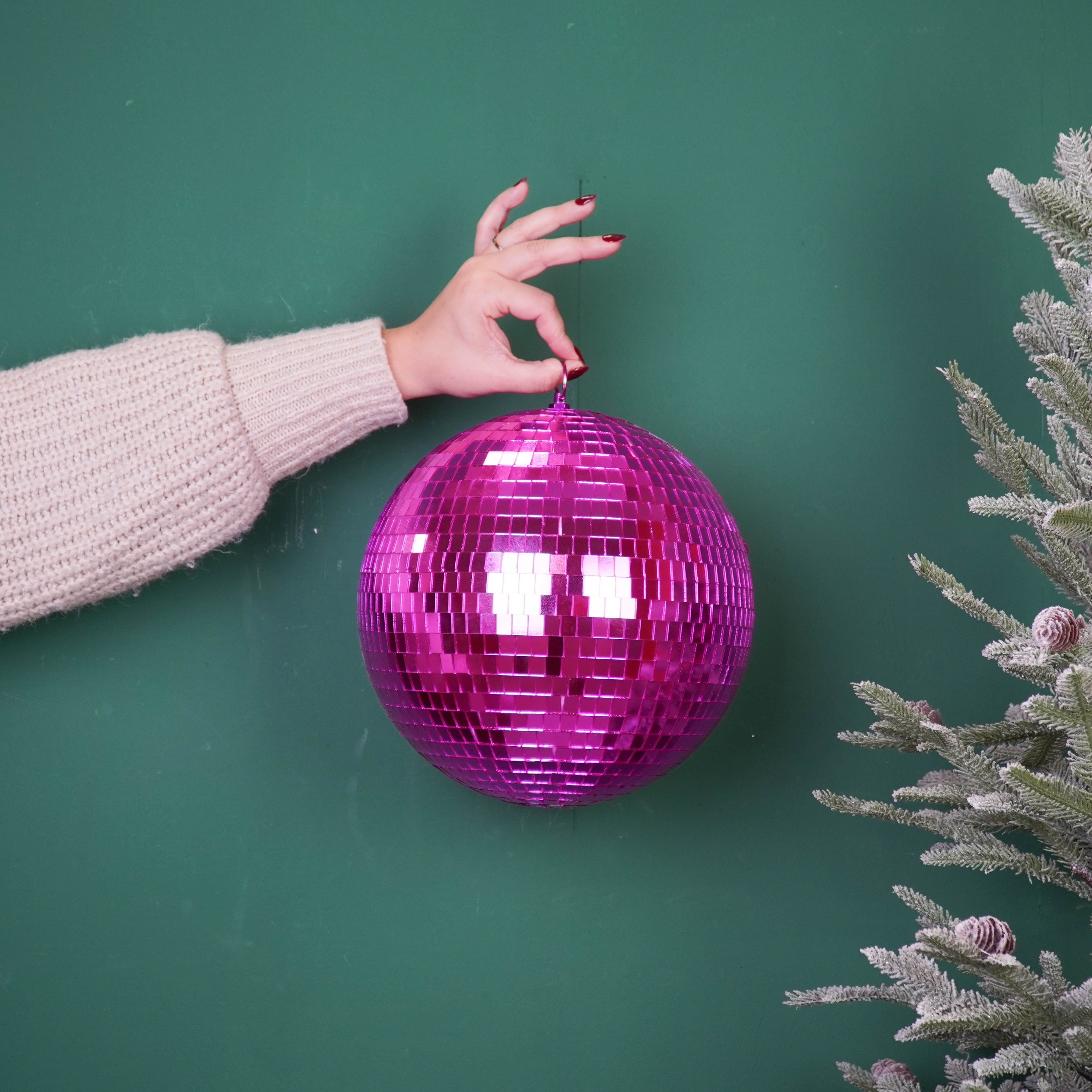 Christmas Decoration - Christmas Hanger - Discoball - Foam - Pink - 25x25x25cm