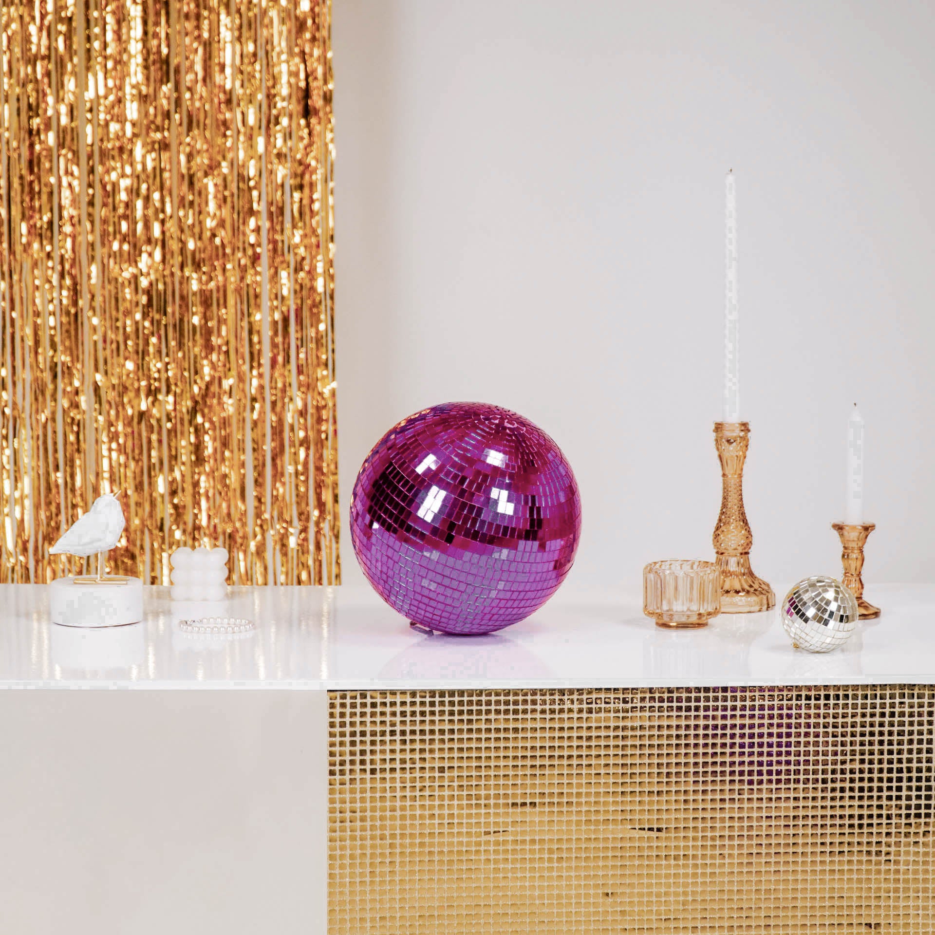 Christmas Decoration - Christmas Hanger - Discoball - Foam - Pink - 25x25x25cm