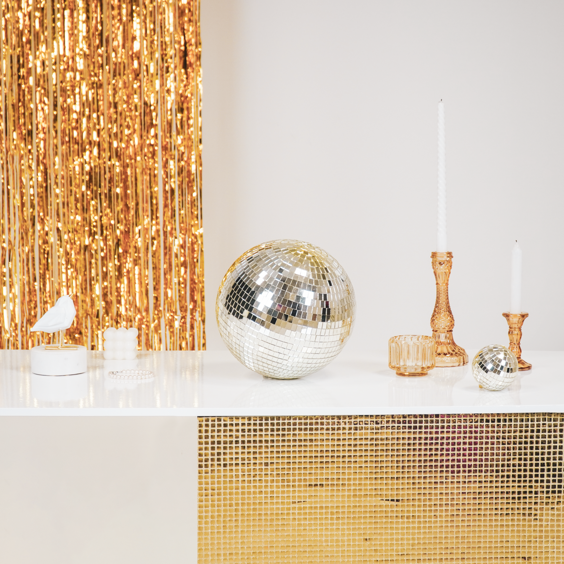 Christmas Decoration - Christmas Hanger - Discoball - Foam - Gold - 25x25x25cm