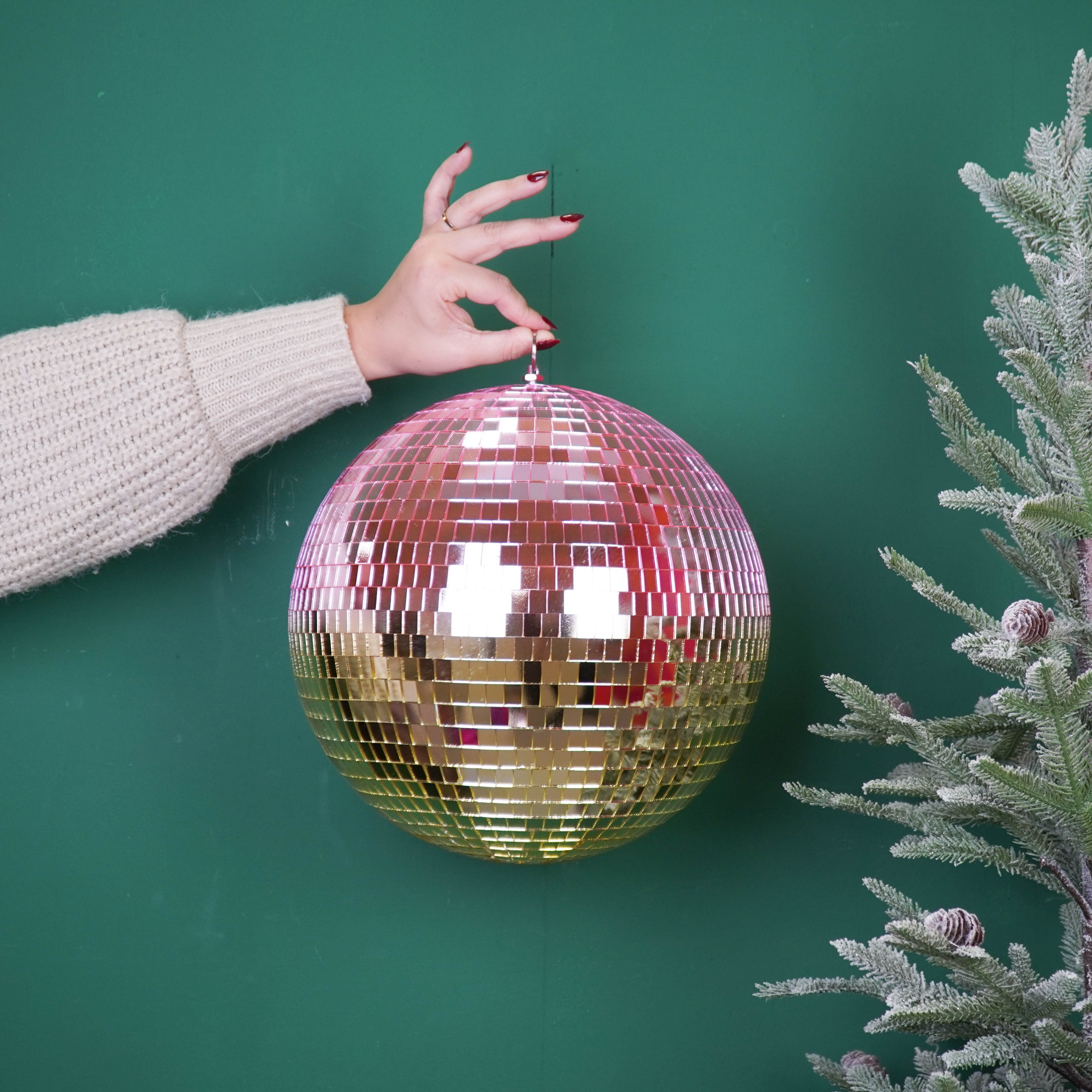 Christmas Decoration - Christmas Hanger - Discoball - Foam - Pink/Gold - 30x30x30cm