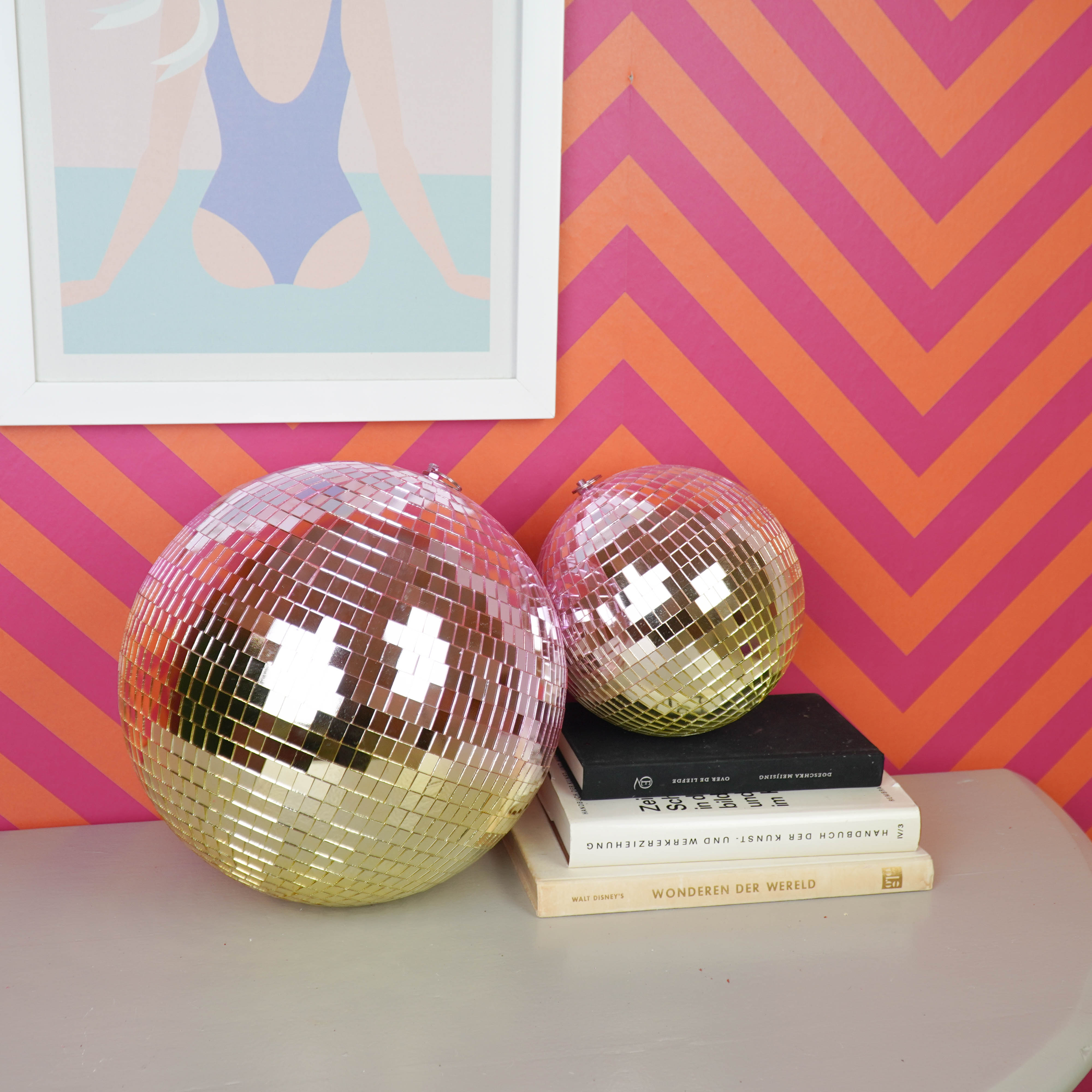 Christmas Decoration - Christmas Hanger - Discoball - Foam - Pink/Gold - 30x30x30cm