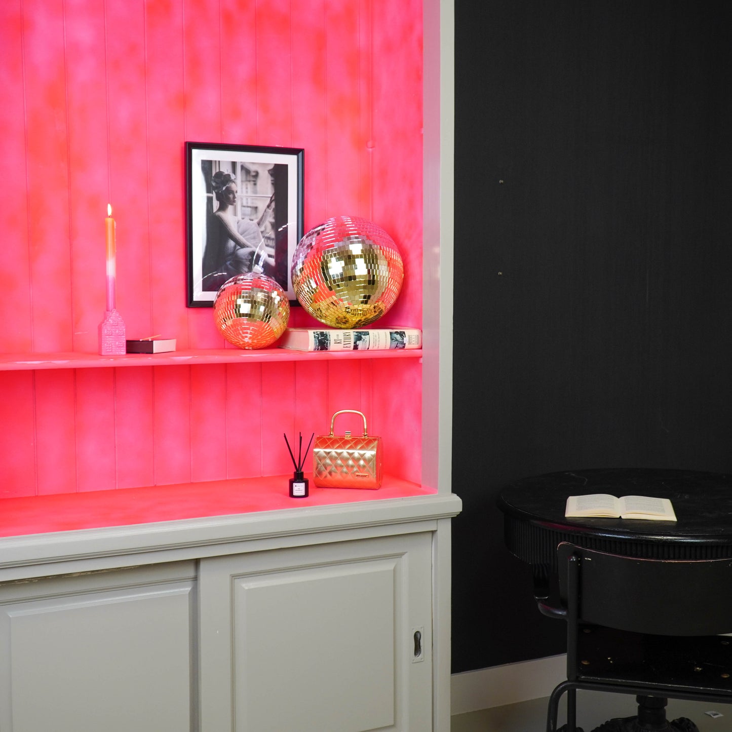 Christmas Decoration - Christmas Hanger - Discoball - Foam - Pink/Gold - 30x30x30cm