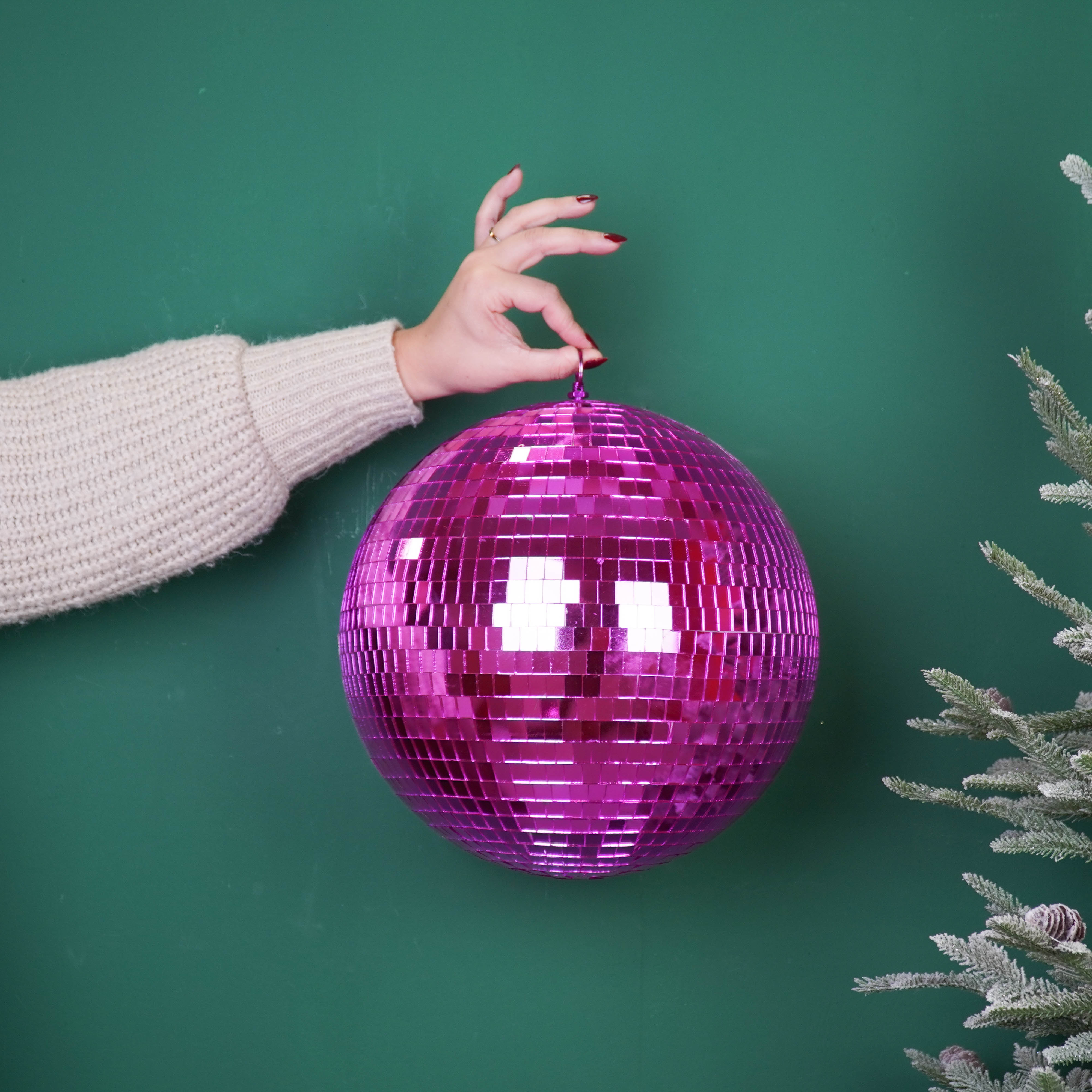 Christmas Decoration - Christmas Hanger - Discoball - Foam - Pink - 30x30x30cm